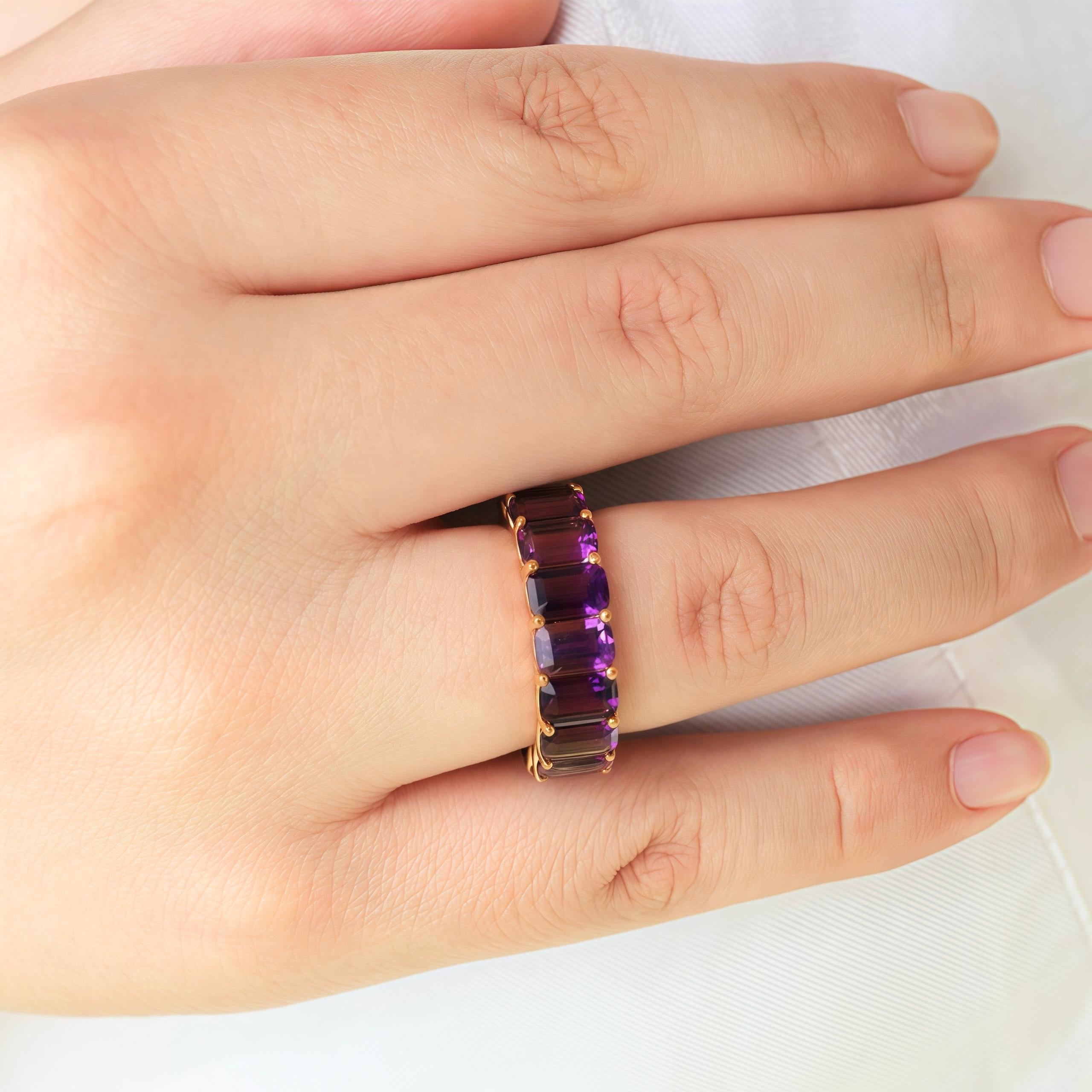 Modern Kai Nora Emerald-Cut Purple Amethyst Eternity Ring