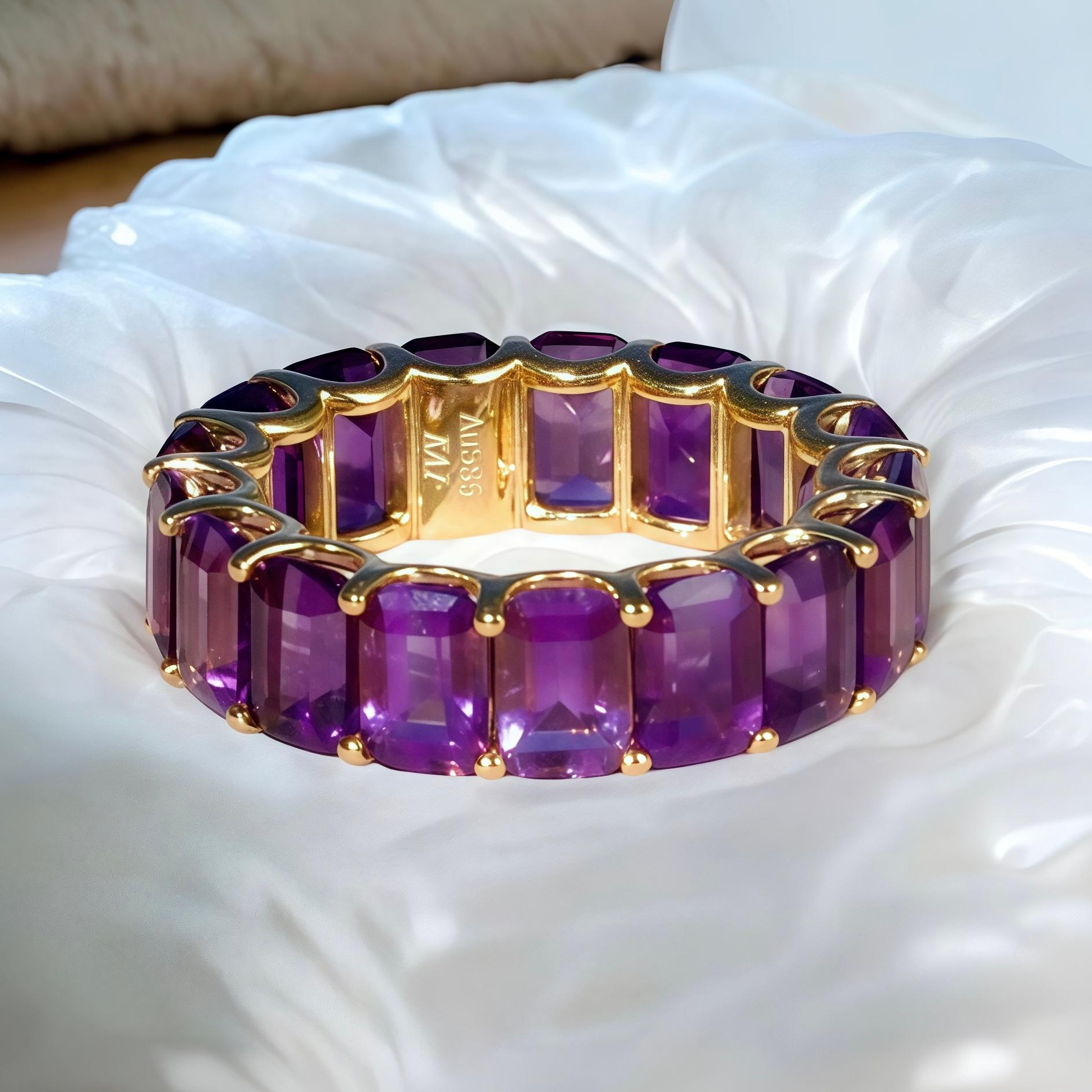 Women's Kai Nora Emerald-Cut Purple Amethyst Eternity Ring