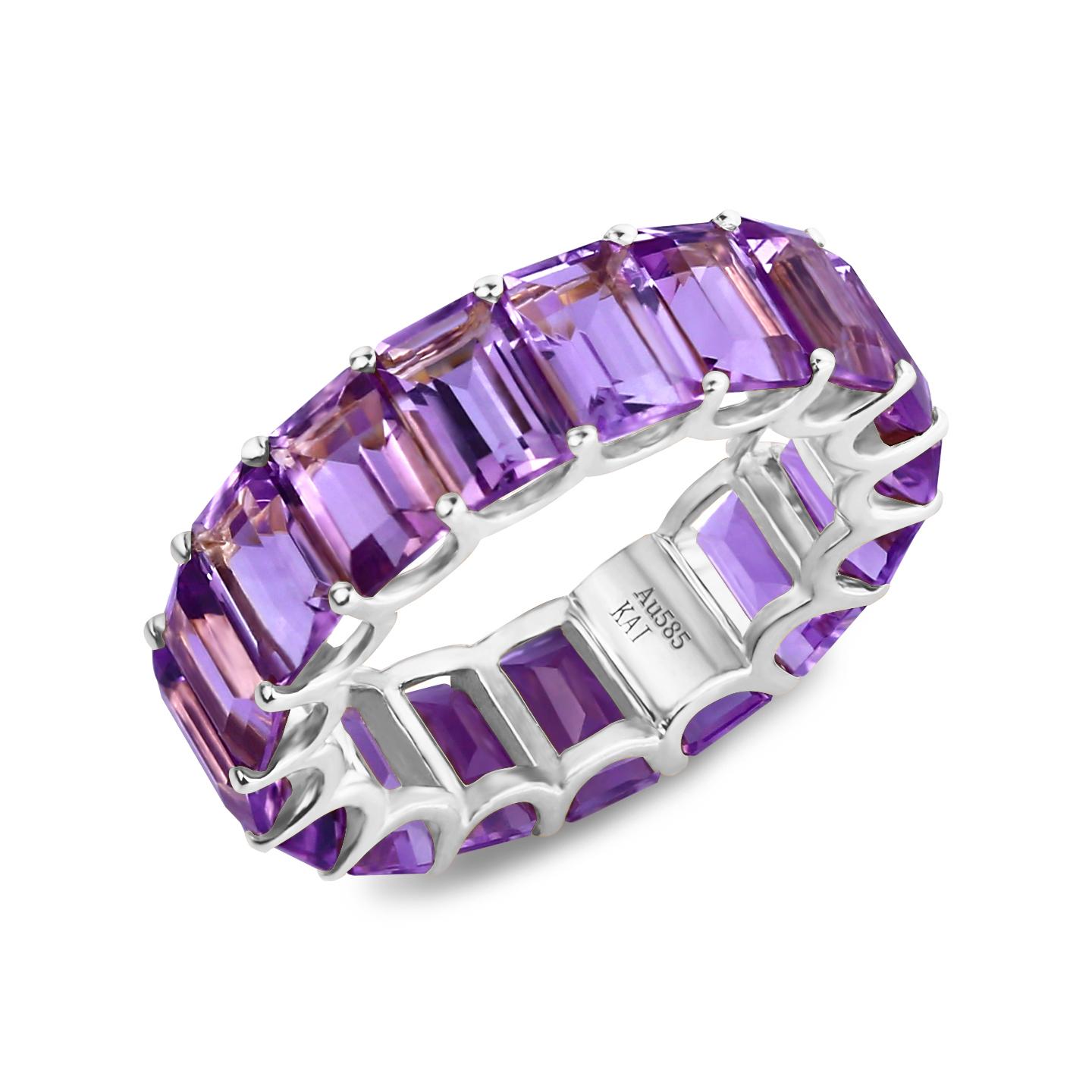 Kai Nora Emerald-Cut Purple Amethyst Eternity Ring 1