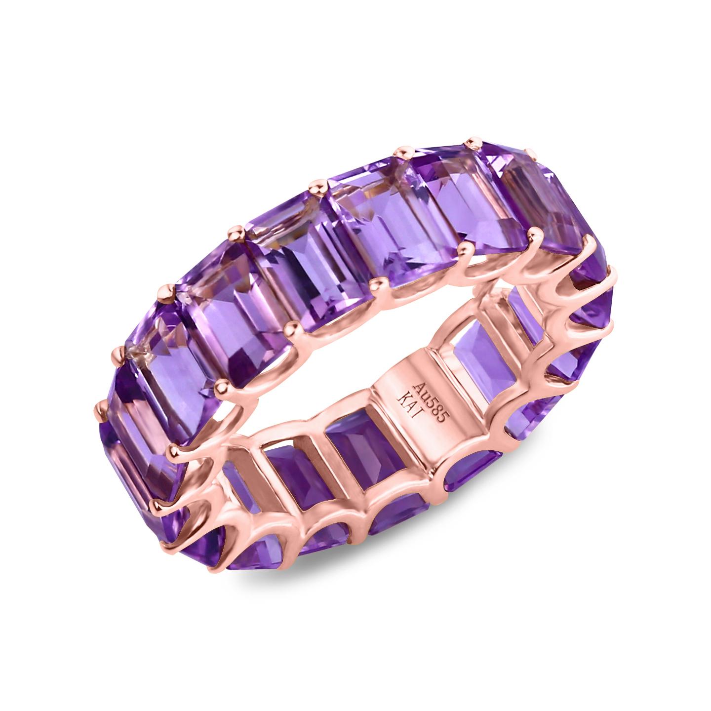 Kai Nora Emerald-Cut Purple Amethyst Eternity Ring 2