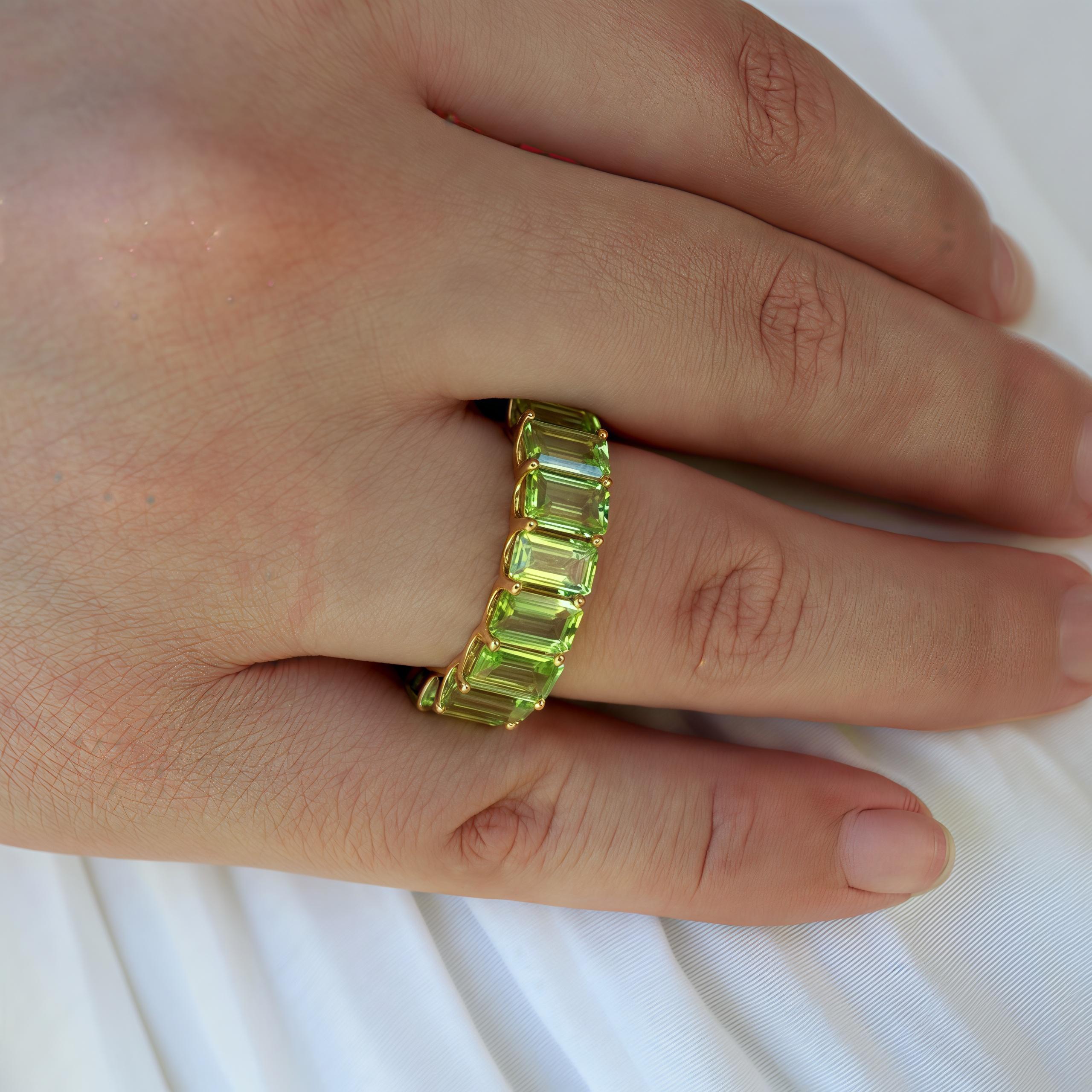 Emerald Cut Kai Nora Green Emerald-Cut Peridot Eternity Ring For Sale