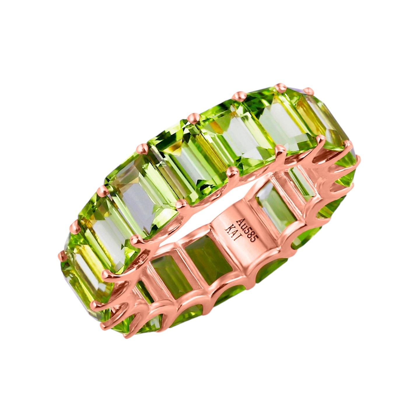 Kai Nora Green Emerald-Cut Peridot Eternity Ring For Sale 2
