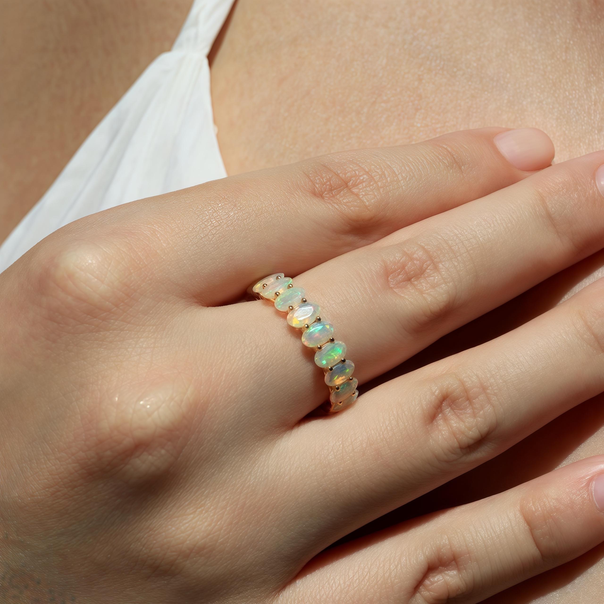 Modern Kai Nora Oval Fire Opal Eternity Band