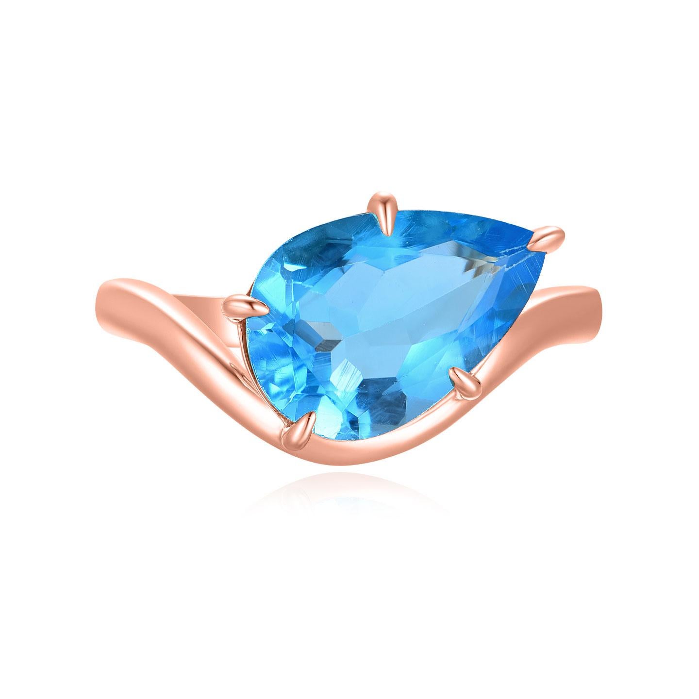 Kai Ocean Wave Swiss Blue Topaz East-West Ring For Sale 2