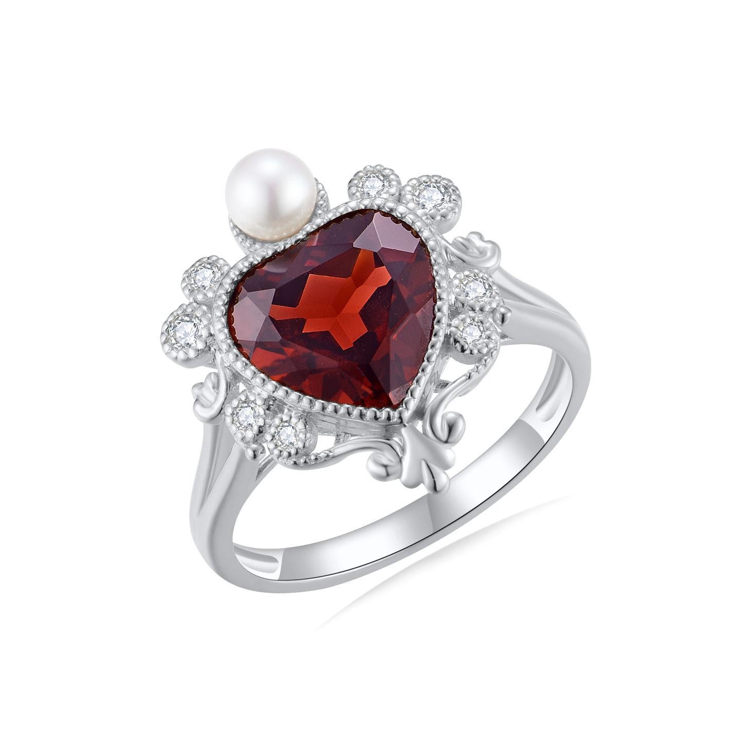Kai „On My Heart“ Granat-Diamant  Perlen-Cocktailring im Angebot 3