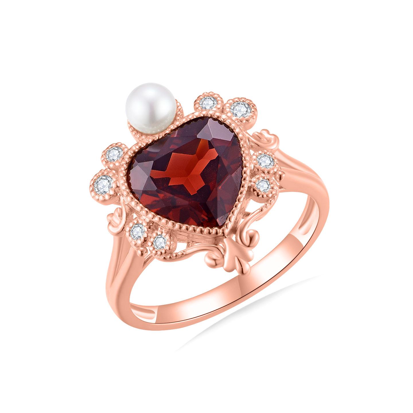 Kai „On My Heart“ Granat-Diamant  Perlen-Cocktailring im Angebot 4