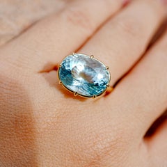 Kai Kai Einzigartiger 14K zertifizierter 7,31ct Santa Maria Aquamarin Ost-West Ring