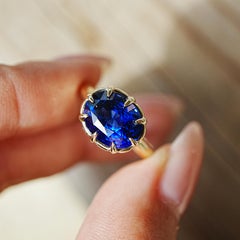 Kai One-of-a-Kind 4.15ct AIGS Certified Royal Blue Sapphire East-West Ring US 7