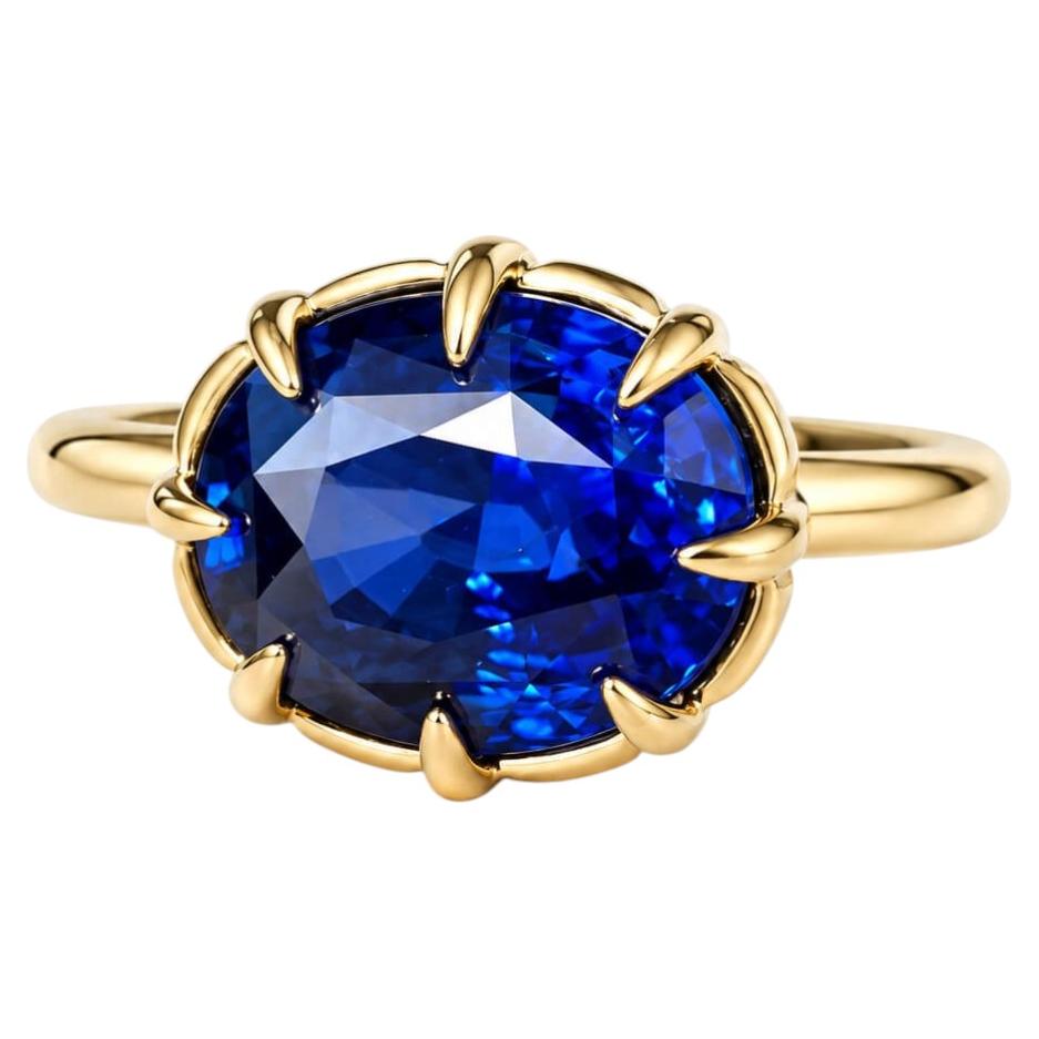 Kai One-of-a-Kind 4.15ct AIGS Certified Royal Blue Sapphire East-West Ring US 7