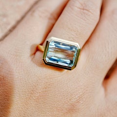 Kai AIGS Certified 5.81ct Aquamarine East-West Ring in 14K Gold (One-of-a-Kind)