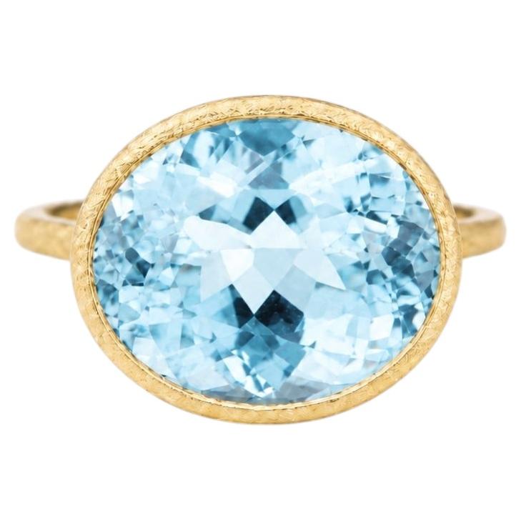 Kai One-of-a-Kind Guild Certified Santa Maria Aquamarine East-West Ring, US 7