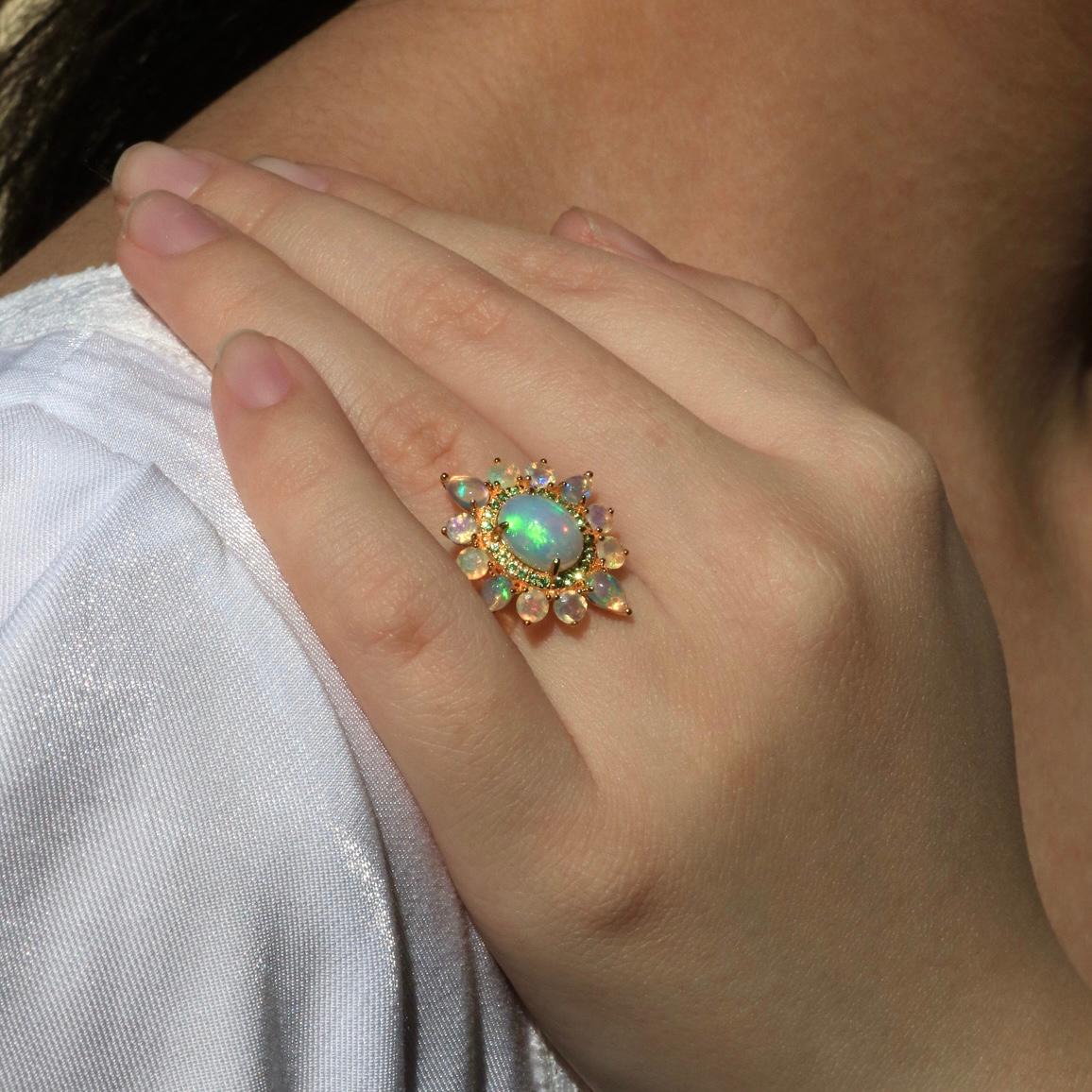For Sale:  Kai Opal Tsavorite Cocktail Ring 2
