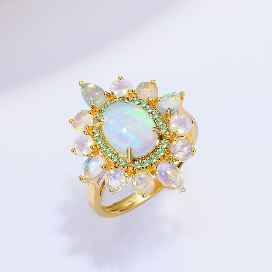 For Sale:  Kai Opal Tsavorite Cocktail Ring 6