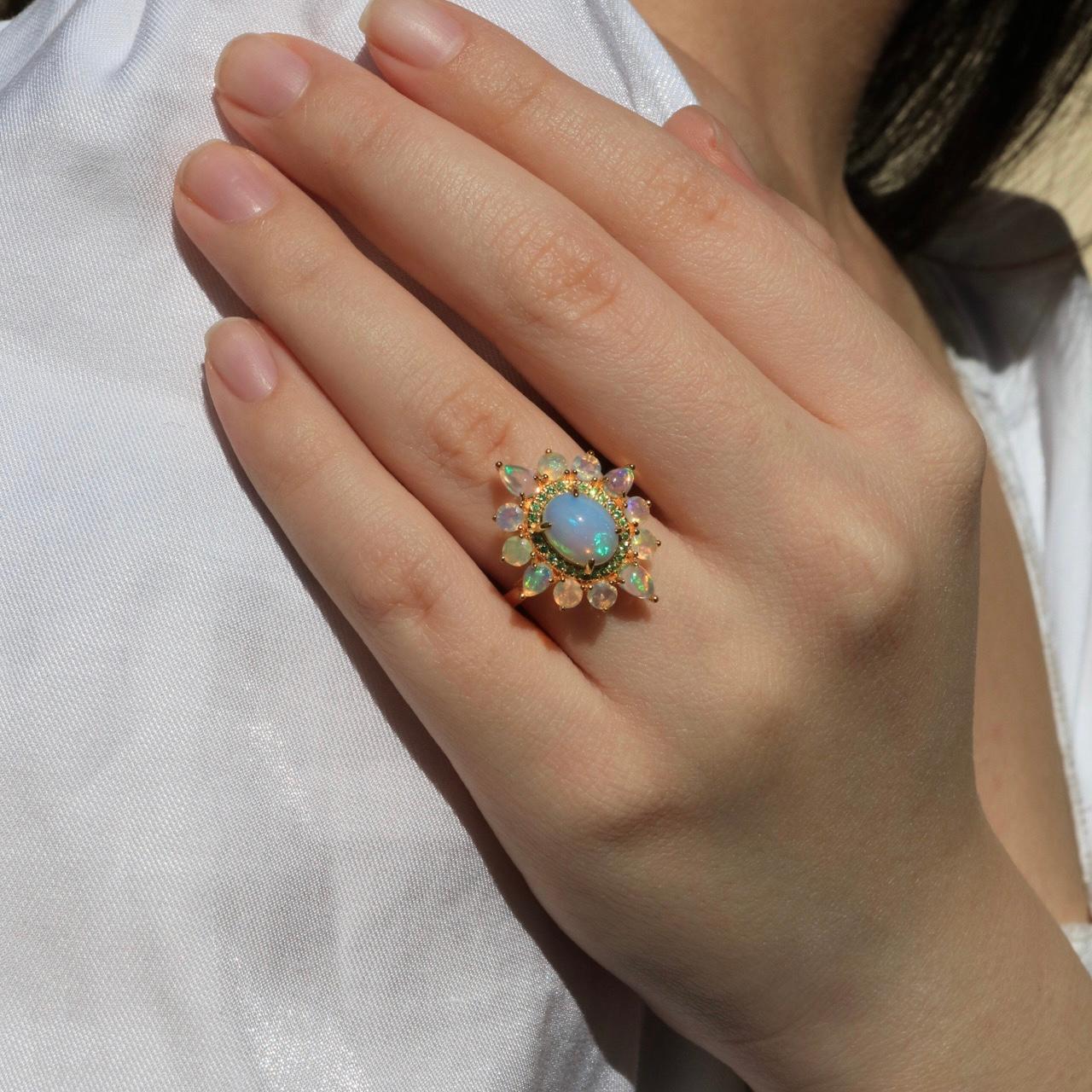 For Sale:  Kai Opal Tsavorite Cocktail Ring 8