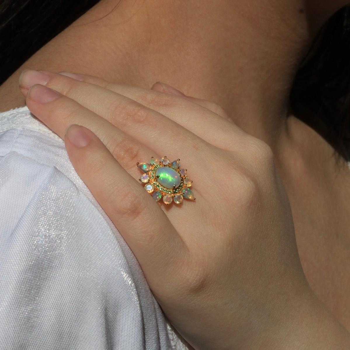 For Sale:  Kai Opal Tsavorite Cocktail Ring 9
