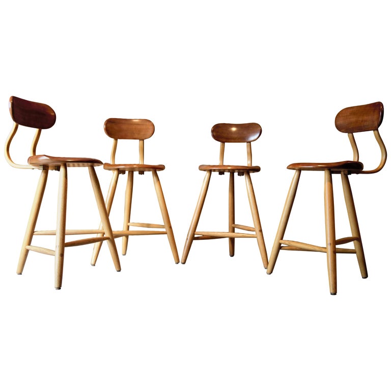 Kai Pedersen Studio Craft Counter Stools Set Of 4 At 1stdibs Kai Pedersen Studio Craft Counter, Kitchen Island Stools Set Of 4