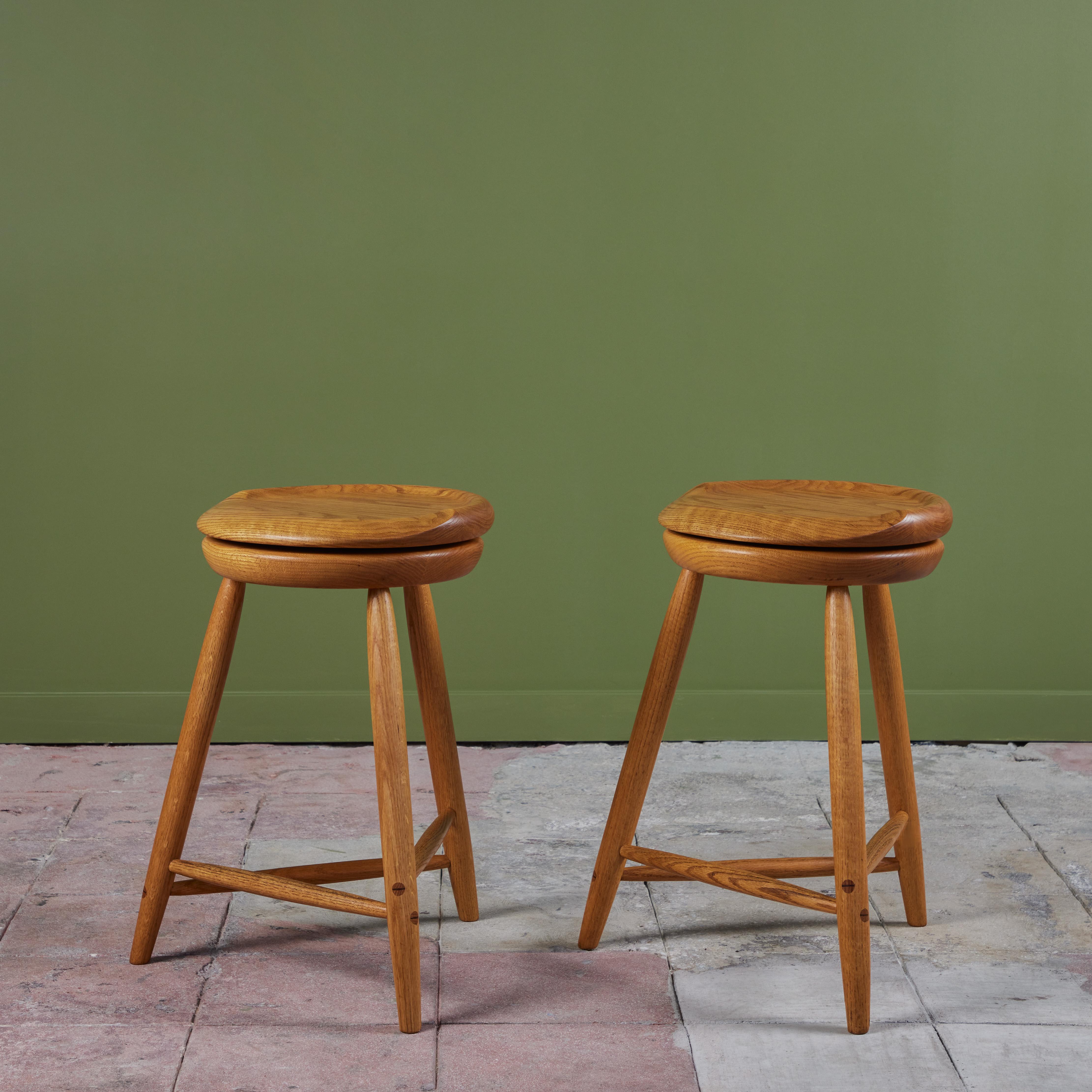 Kai Pedersen Swivel Tripod Stool In Excellent Condition For Sale In Los Angeles, CA