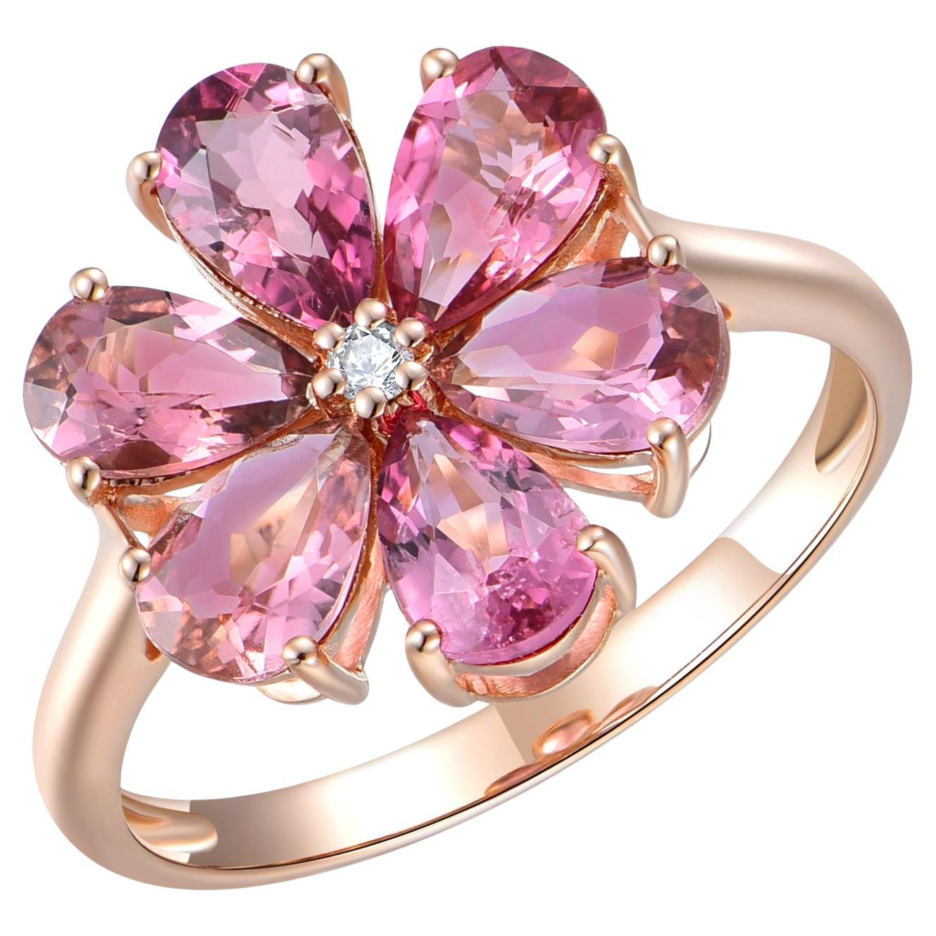 Kai Kai 2,82ctw Turmalin Diamant Flora Blossom Ring in 14k Rose Gold
