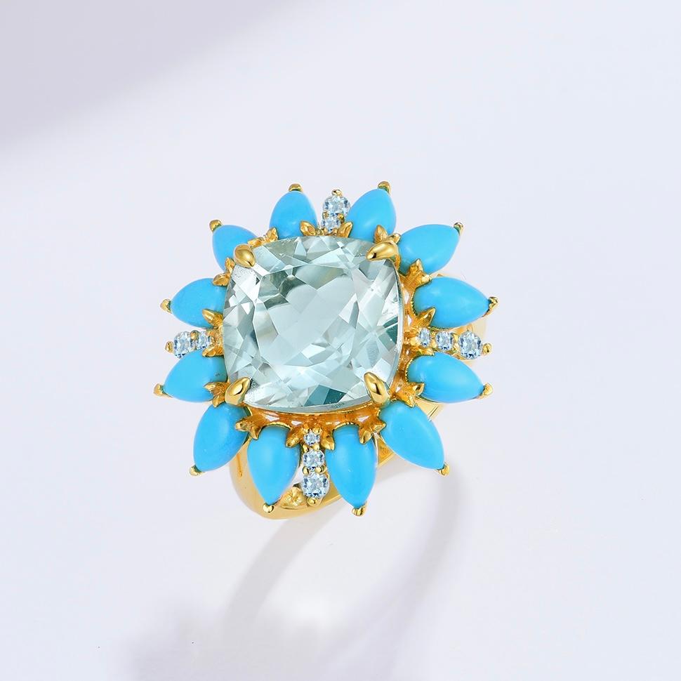 For Sale:  Kai Prasiolite Turquoise Aquamarine Cocktail Ring in 14k White Gold 4