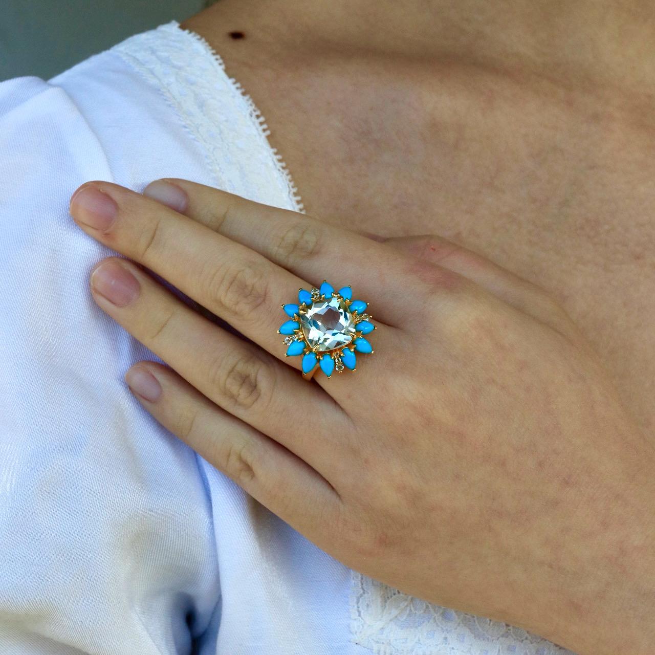 For Sale:  Kai Prasiolite Turquoise Aquamarine Cocktail Ring 4