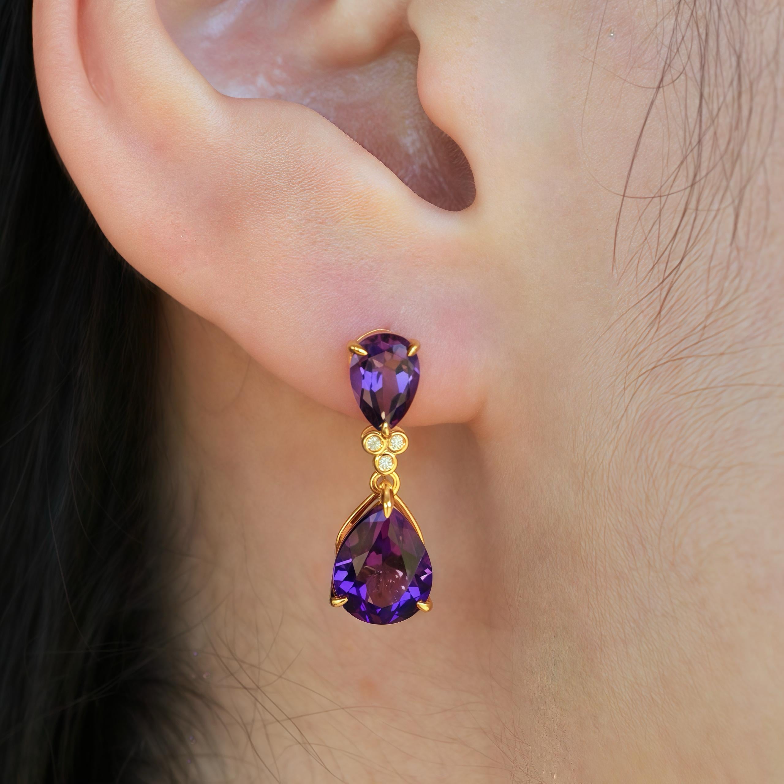 Kai Purple Amethyst Diamond Cultured Pearl Convertible Drop Earrings For Sale 4