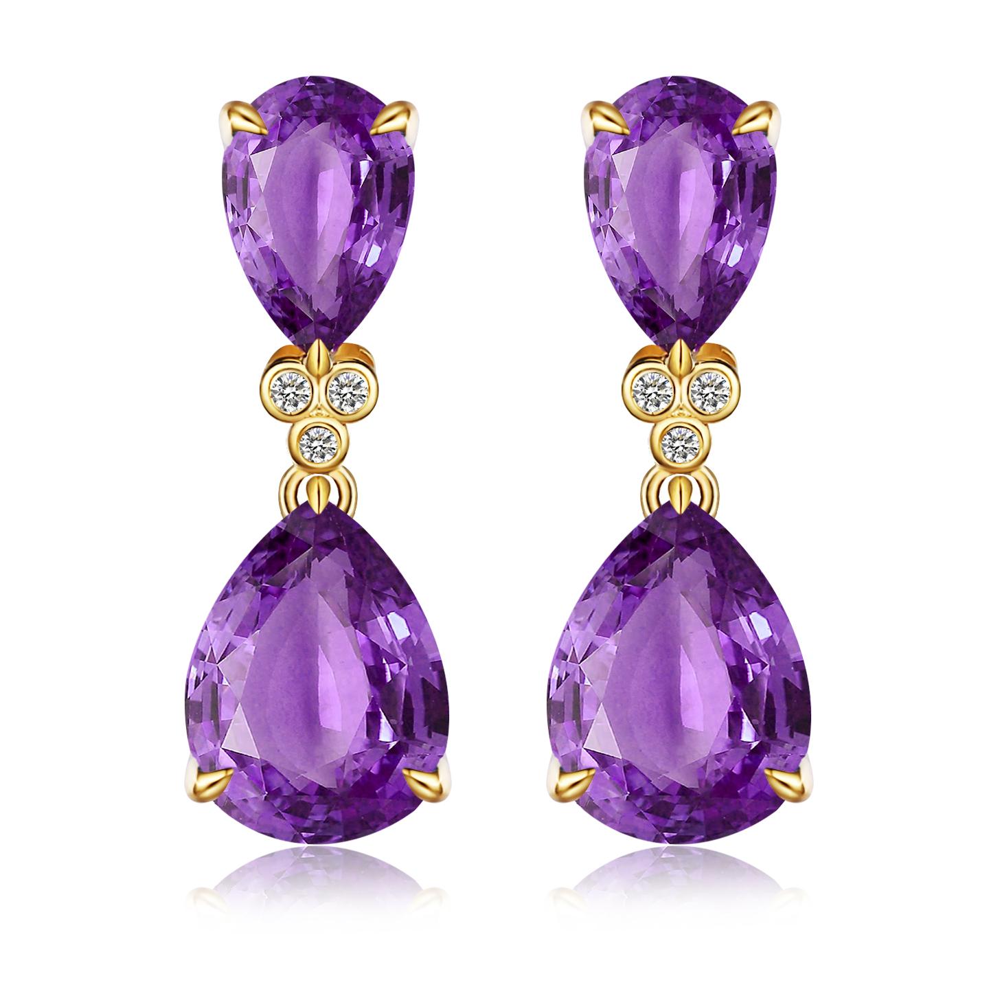 Women's Kai Purple Amethyst Diamond Baroque Pearl Convertible Drop Earrings For Sale