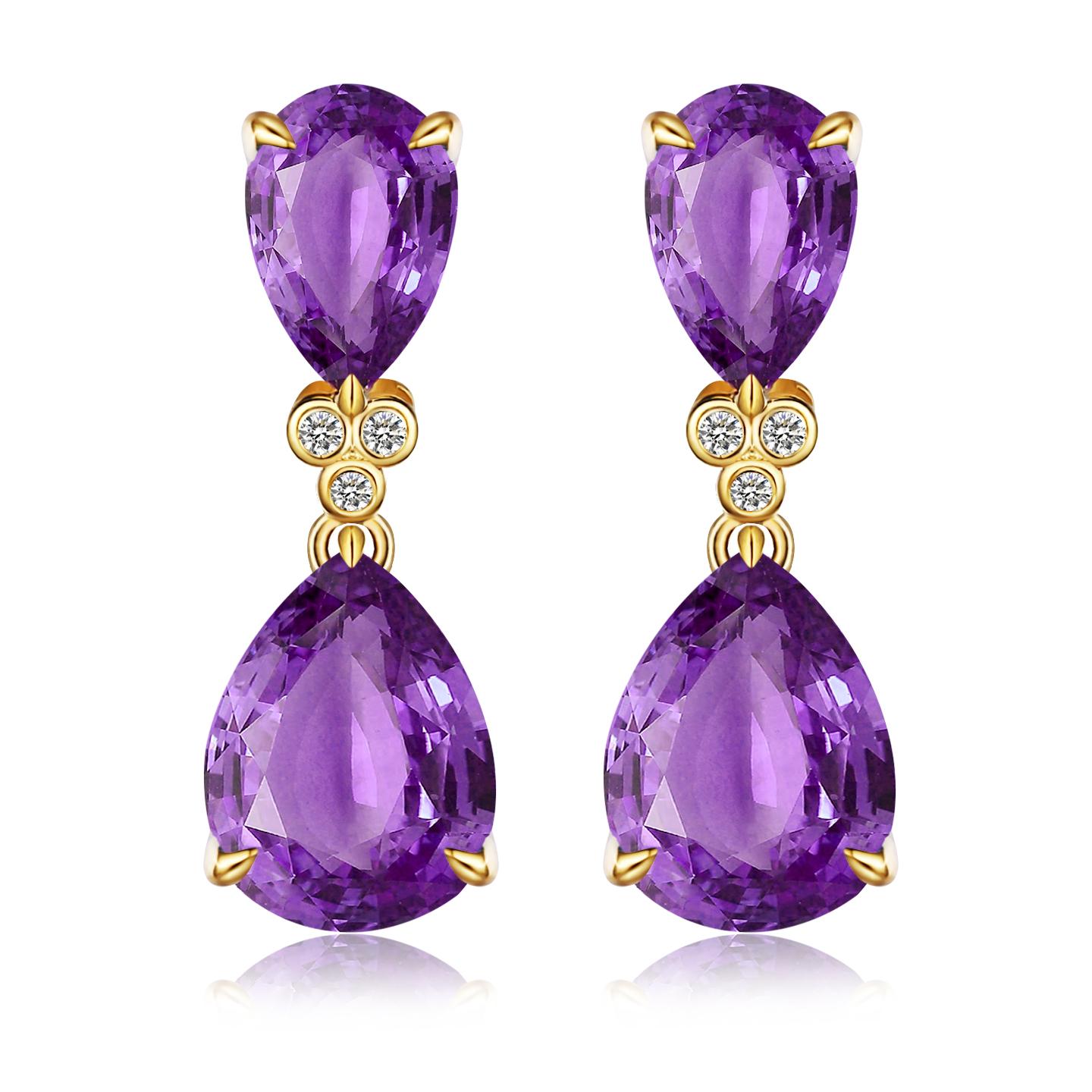 Kai Purple Amethyst Diamond Cultured Pearl Convertible Drop Earrings For Sale 2