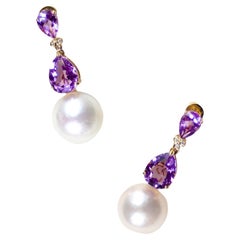 Kai Purple Amethyst Diamond Baroque Pearl Convertible Drop Earrings