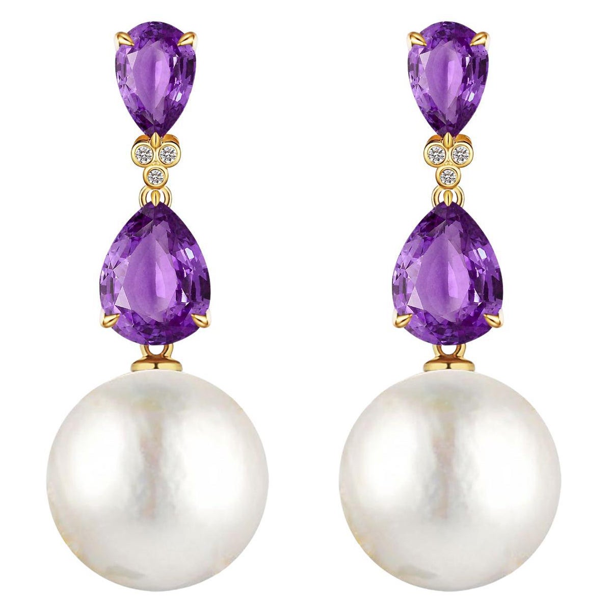 Orecchini a goccia convertibili Kai Purple Amethyst Diamond Cultured Pearl
