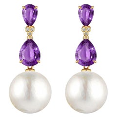 Kai Purple Amethyst Diamond Cultured Pearl Convertible Drop Earrings
