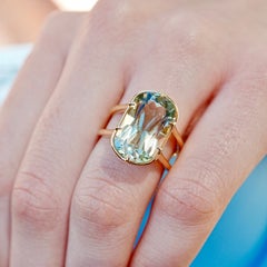 Kai Reflection Natural 9.50ctw Prasiolite Green Amethyst Double Band Twist Ring