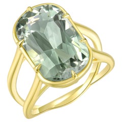 Kai Reflection Natural 9.50ctw Prasiolite Green Amethyst Double Band Twist Ring