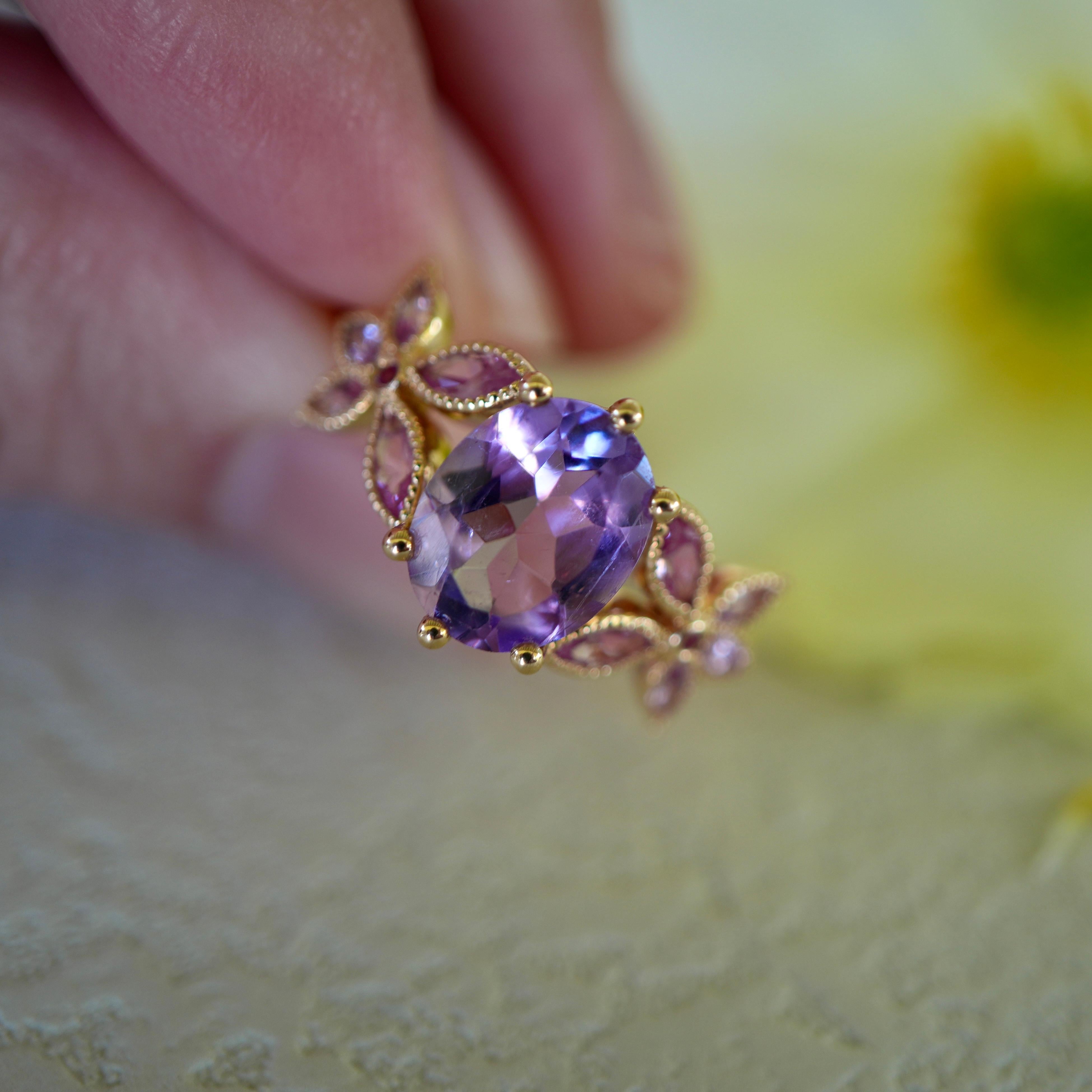 Modern Kai Rose De France 3.00 ctw Amethyst & Pink Sapphire Ring For Sale