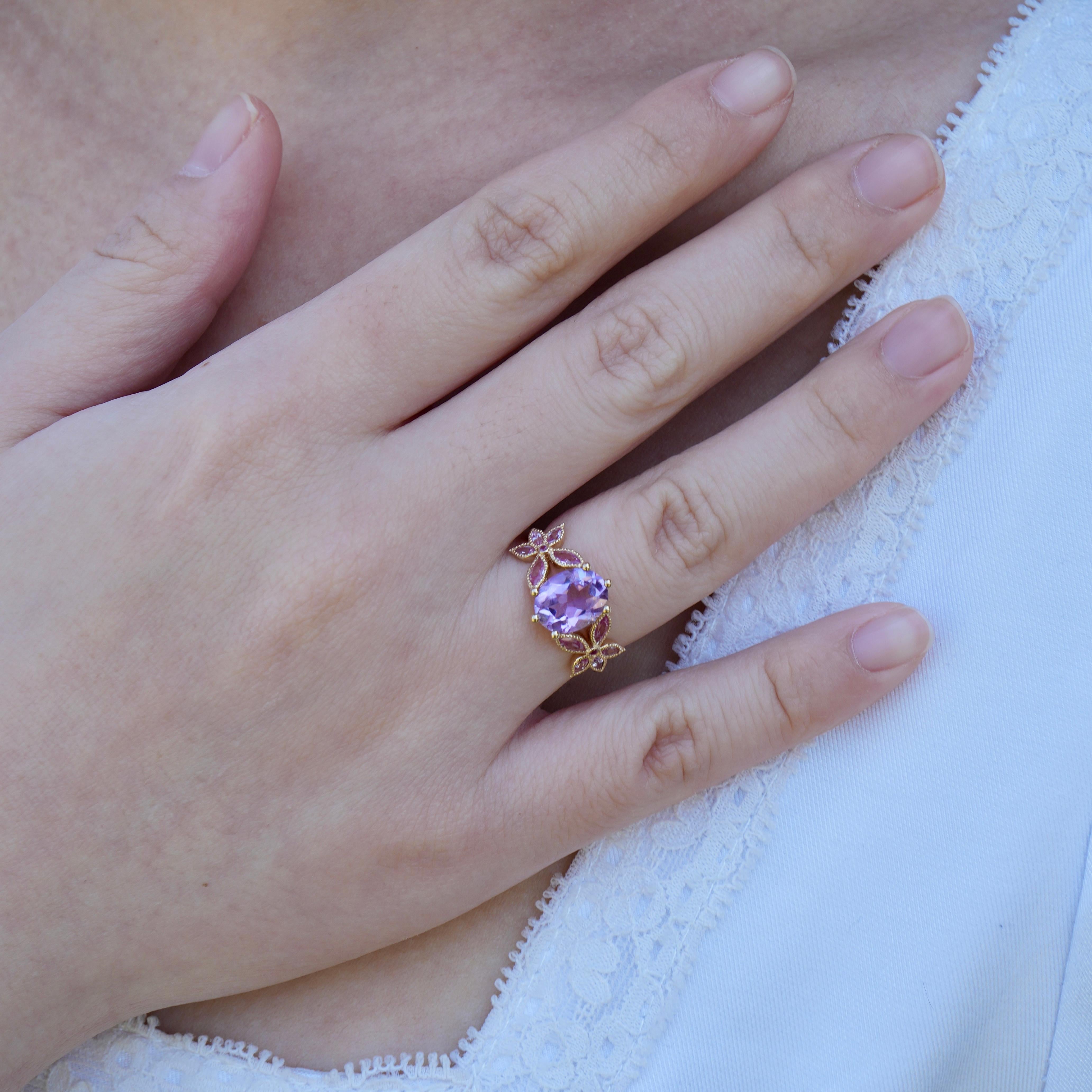 Oval Cut Kai Rose De France 3.00 ctw Amethyst & Pink Sapphire Ring For Sale