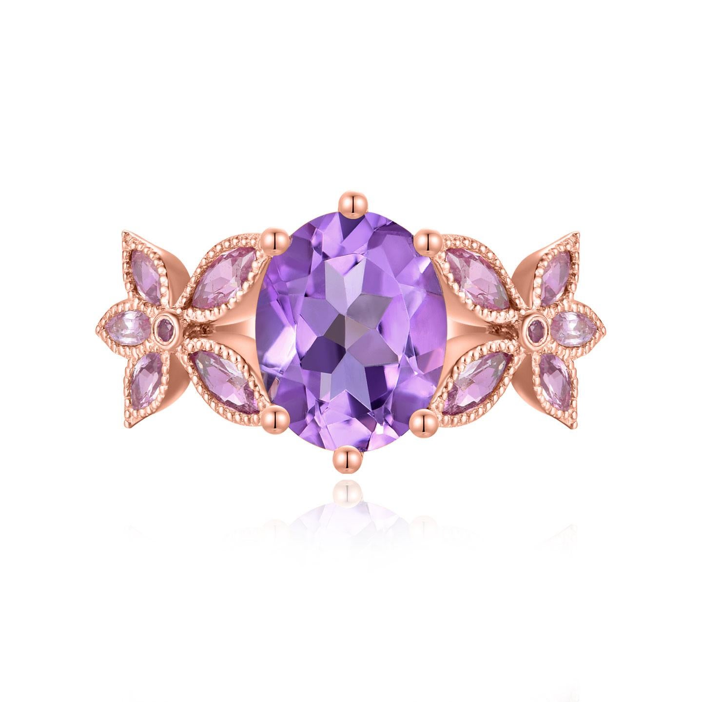 Kai Rose De France 3.00 ctw Amethyst & Pink Sapphire Ring For Sale 1