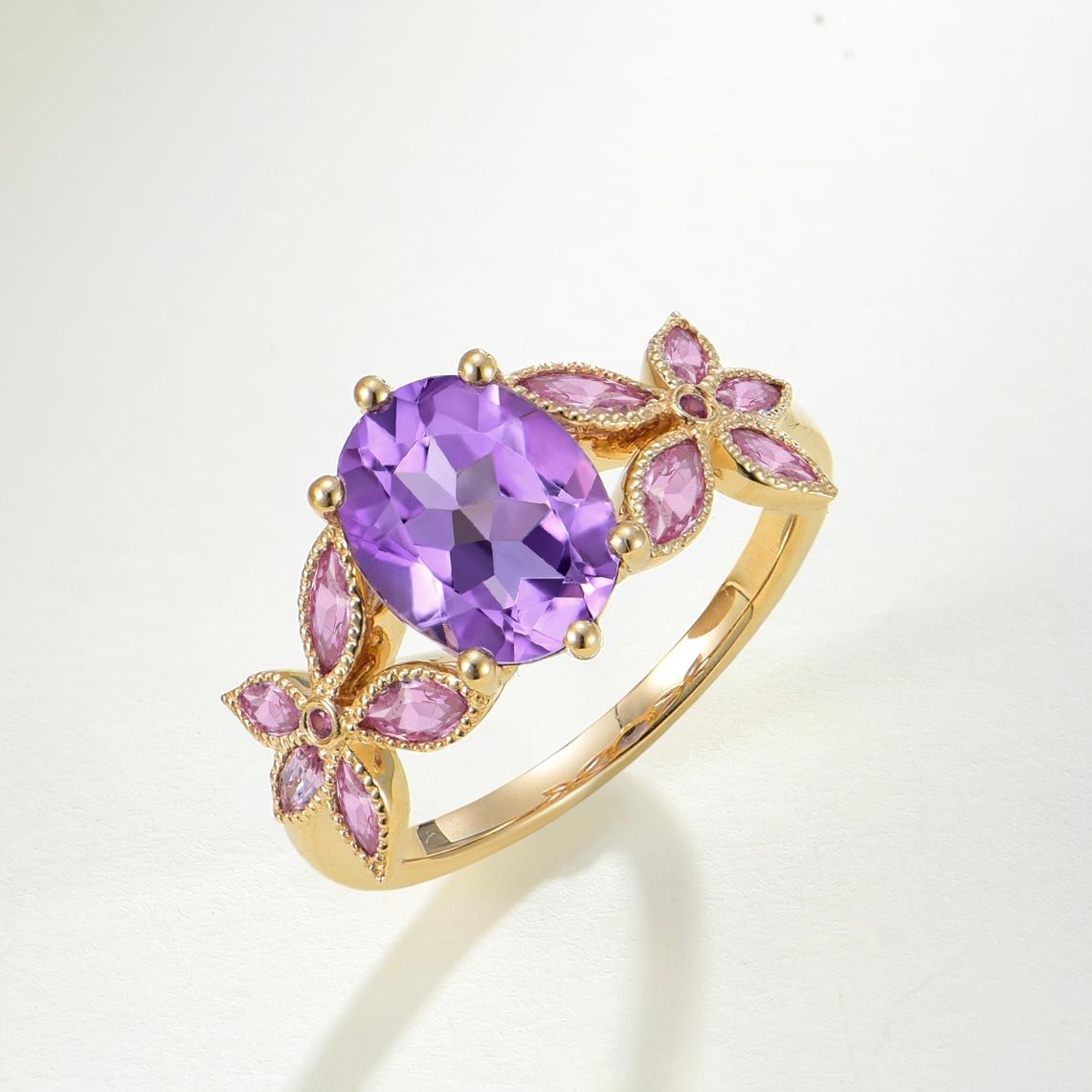 Kai Rose De France 3.00 ctw Amethyst & Pink Sapphire Ring For Sale 2