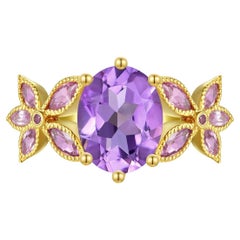 Kai Rose De France Bague améthyste rose saphir rose