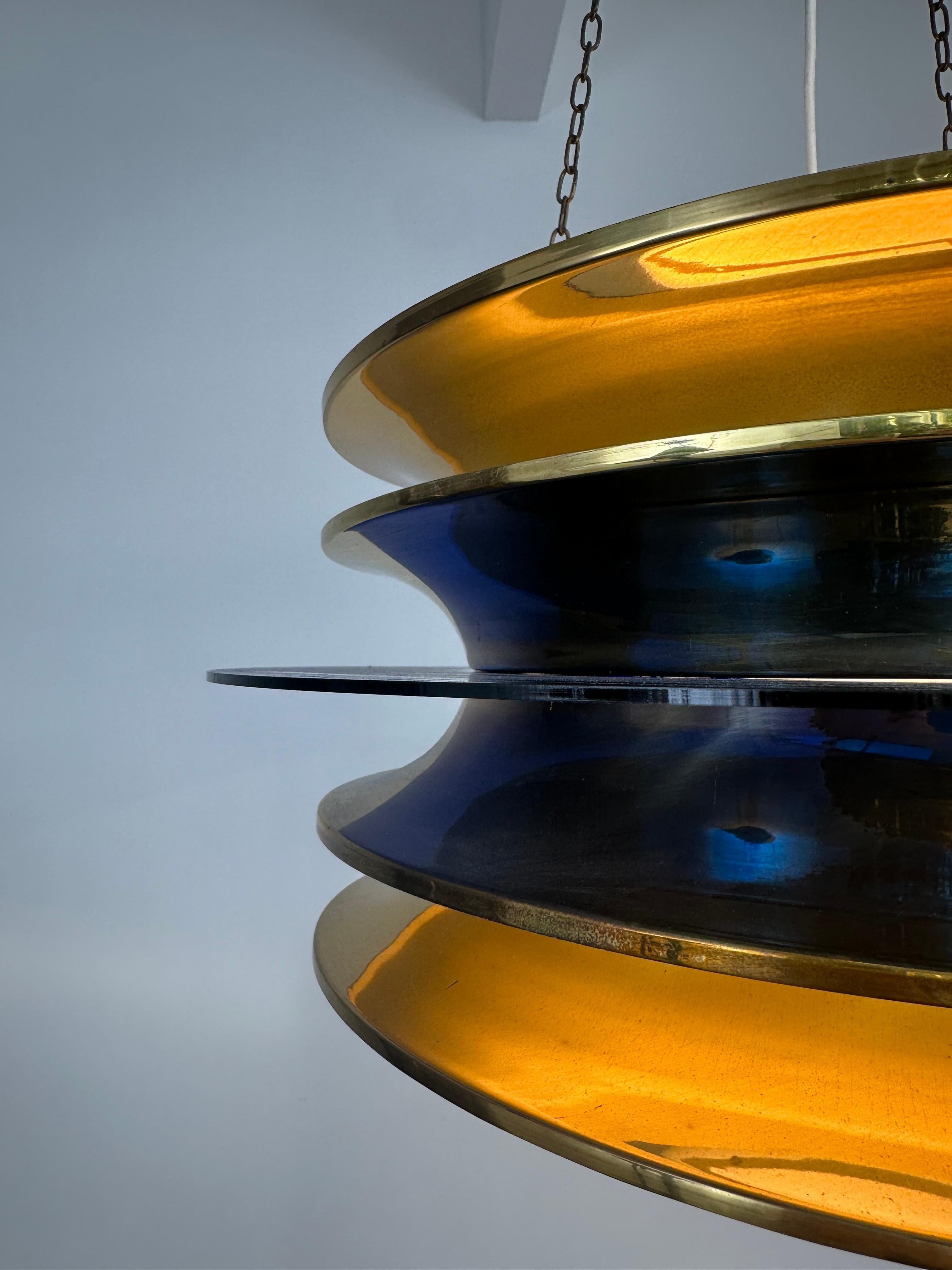Lampadario Kai Ruokonen in ottone e acrilico blu di LYNX (Kai Finnmark) in vendita 1