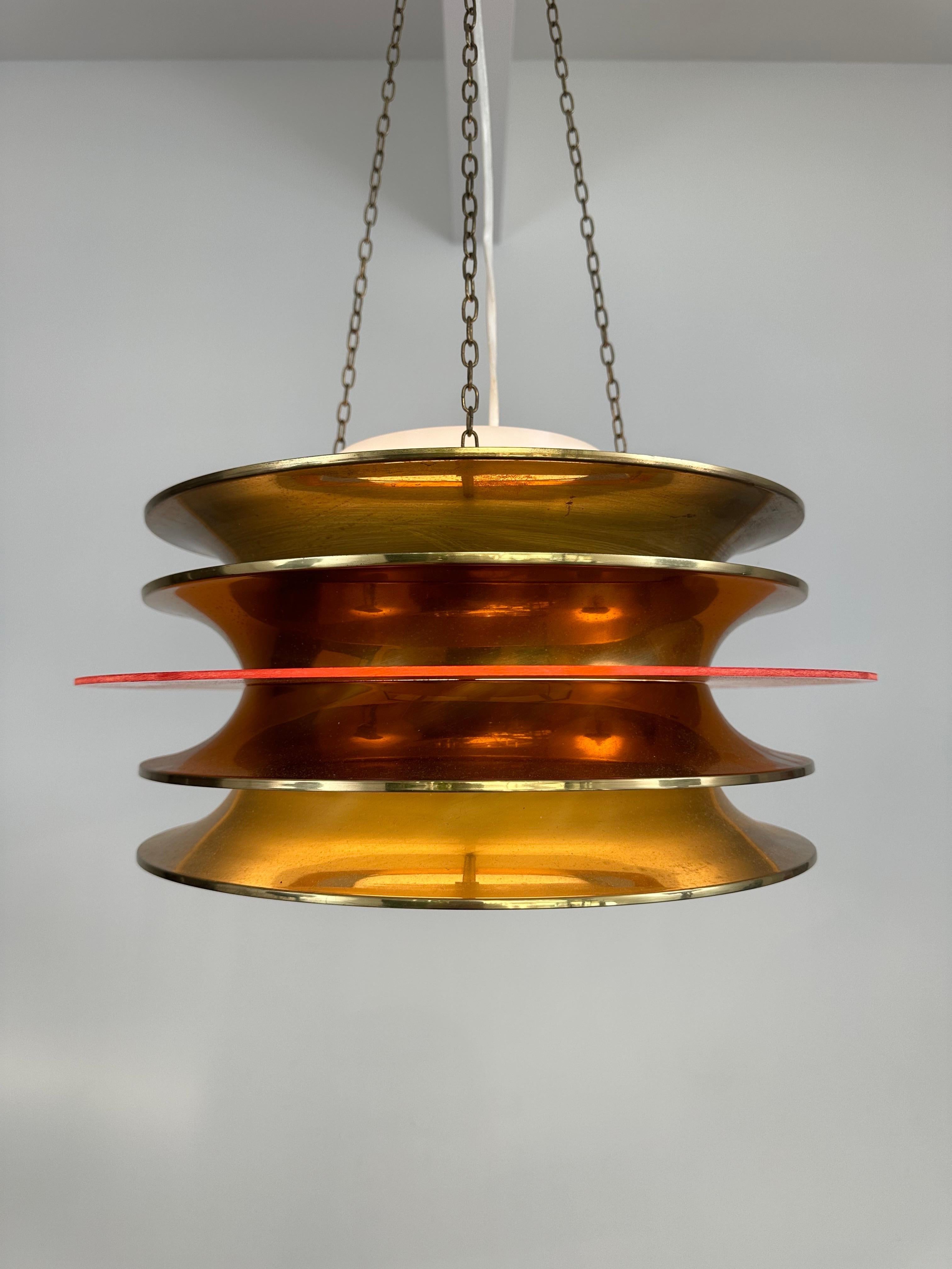 Lampadario Kai Kai in ottone e acrilico arancione di LYNX in vendita 3