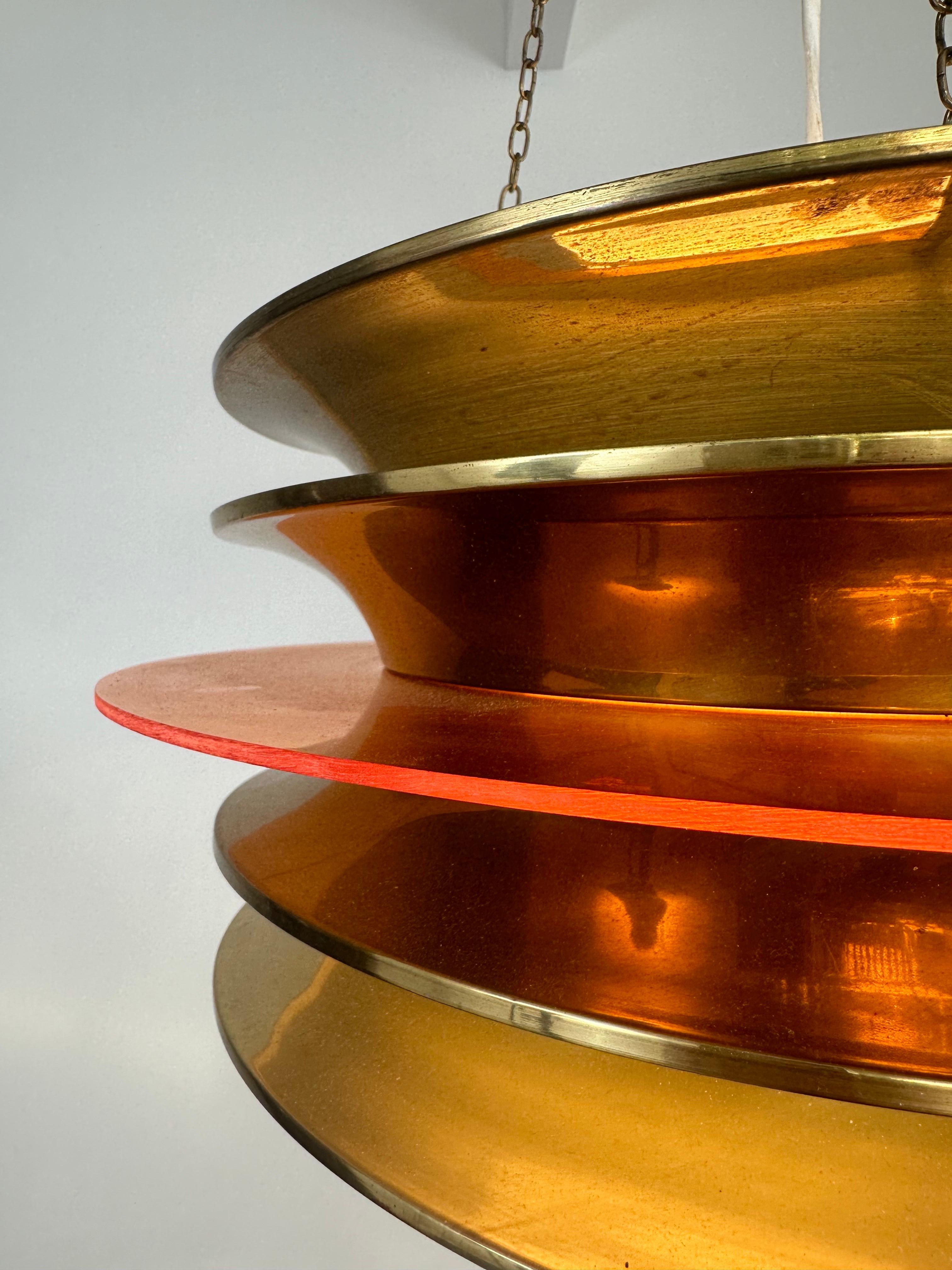 Lampadario Kai Kai in ottone e acrilico arancione di LYNX in vendita 1