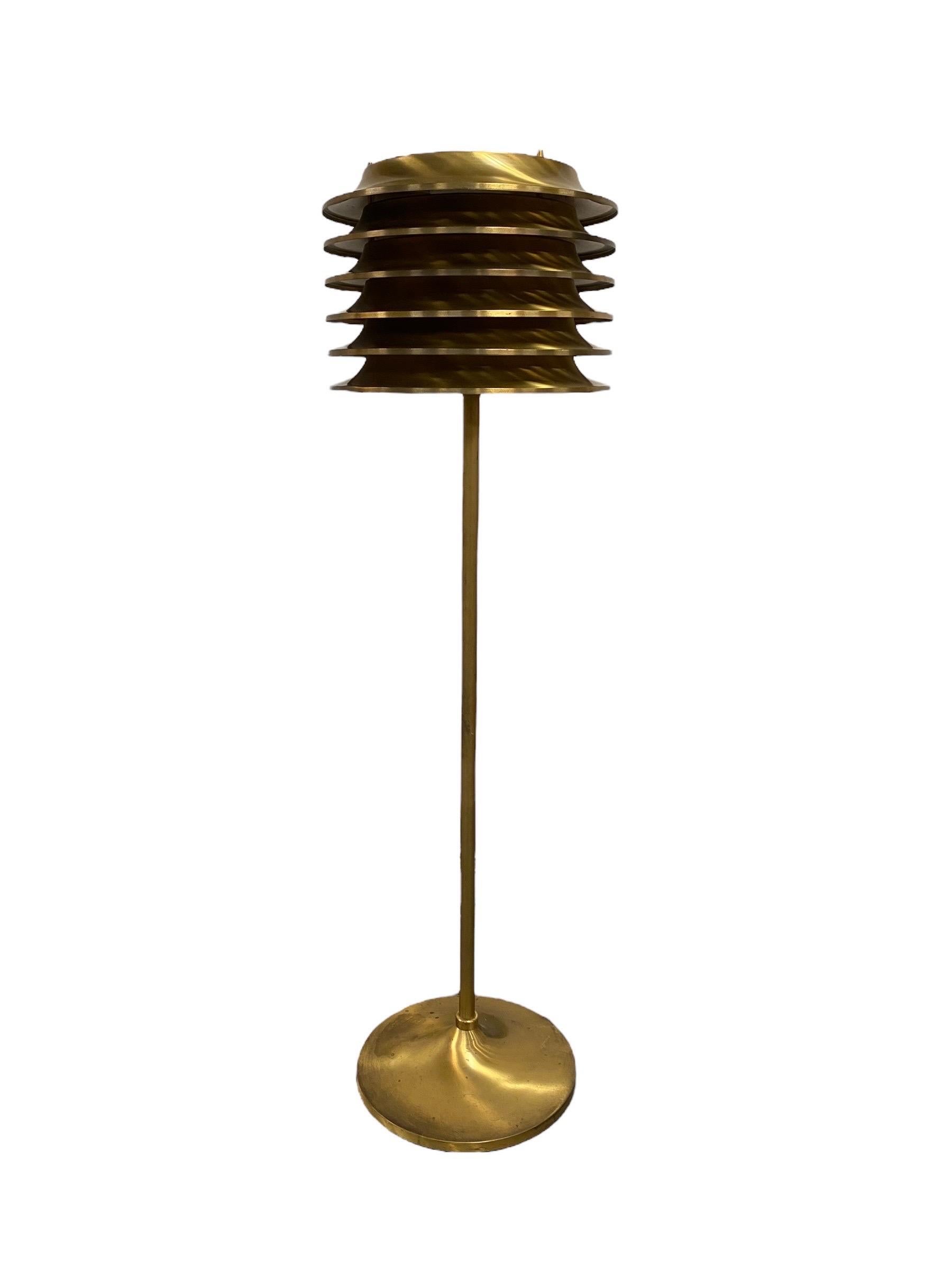 Brass Kai Ruokonen 'Finnmark' Floor Lamp for the Vaakuna Hotel, Orno, 1970s