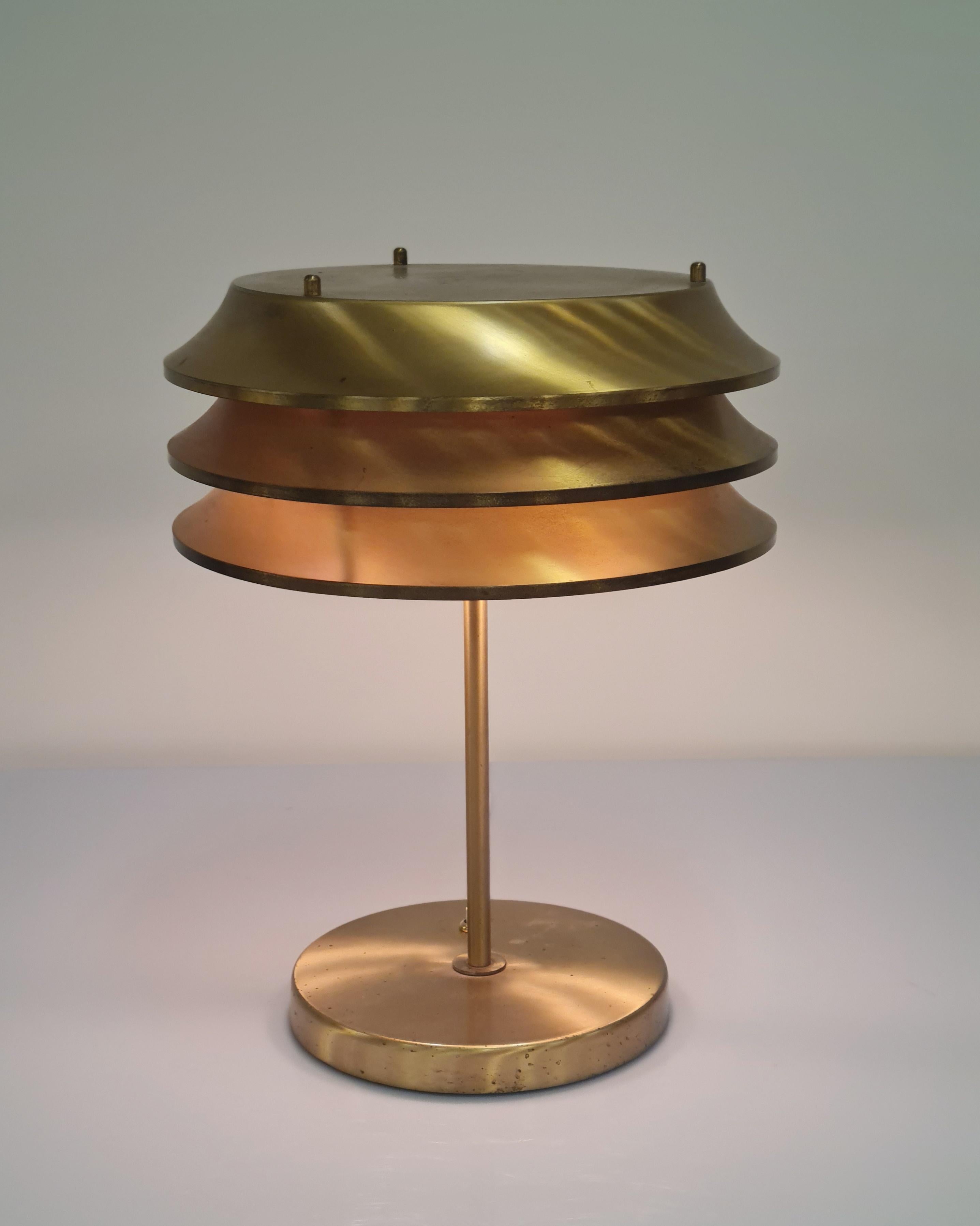 Kai Ruokonen 'Finnmark' Table Lamp in Full Brass, Orno 1970s 4