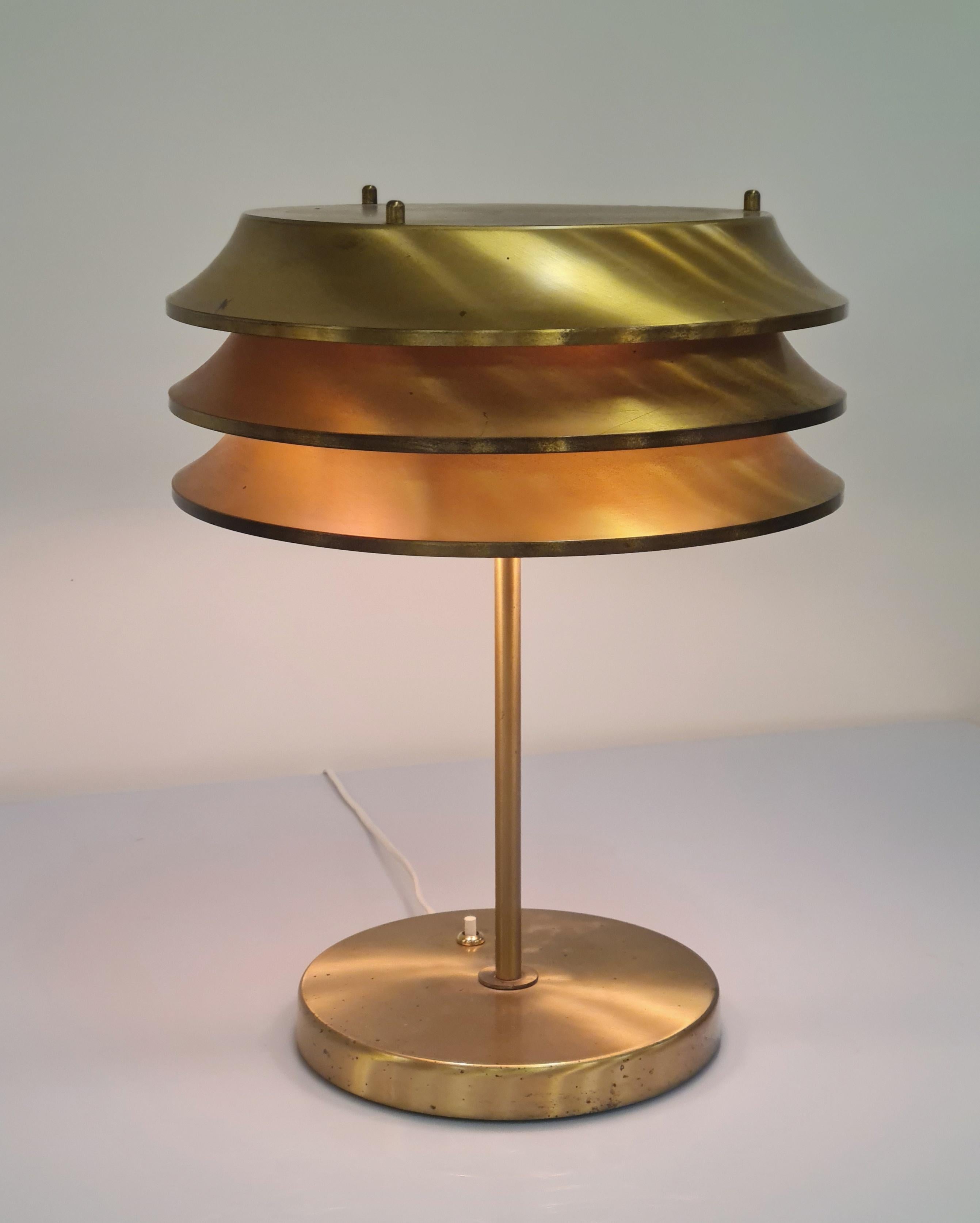Kai Ruokonen 'Finnmark' Table Lamp in Full Brass, Orno 1970s In Good Condition In Helsinki, FI