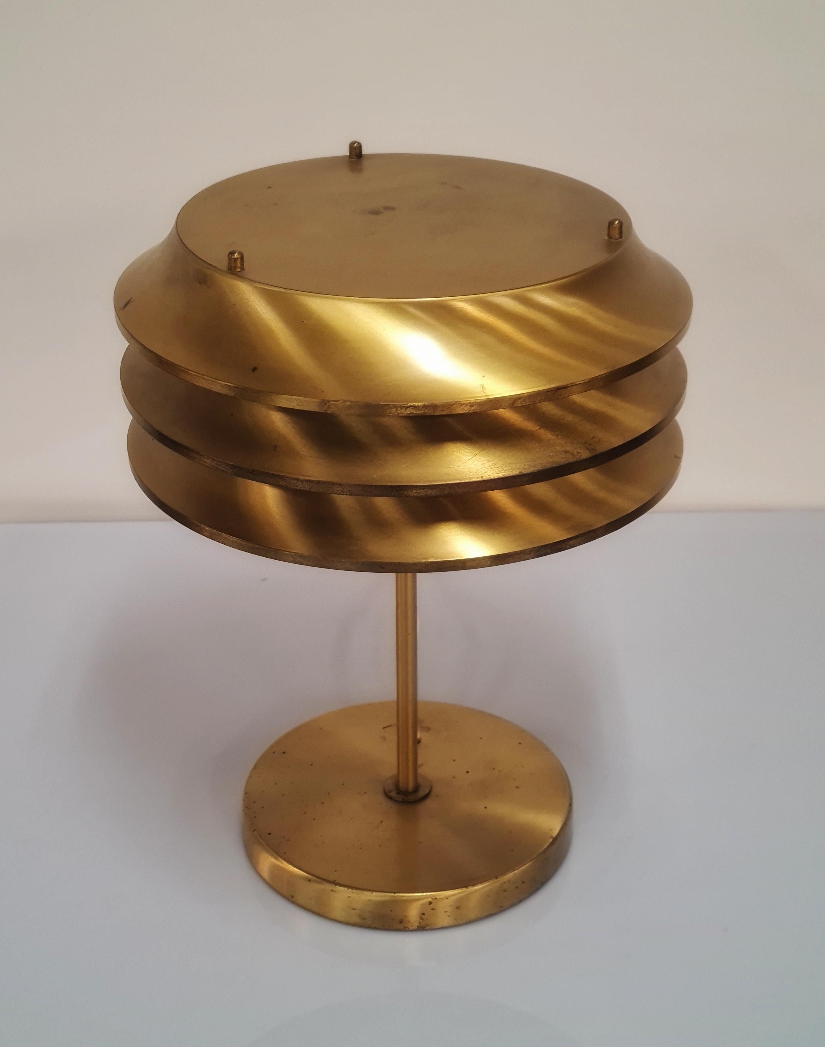 Kai Ruokonen 'Finnmark' Table Lamp in Full Brass, Orno 1970s 3