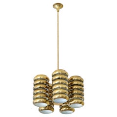 Kai Ruokonen lampe à suspension à cinq bras en laiton, Lynx, Finlande, début des années 1970