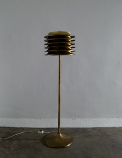 Kai Ruokonen Floor Lamp in Brass for Orno Oy, Finland, 1970s