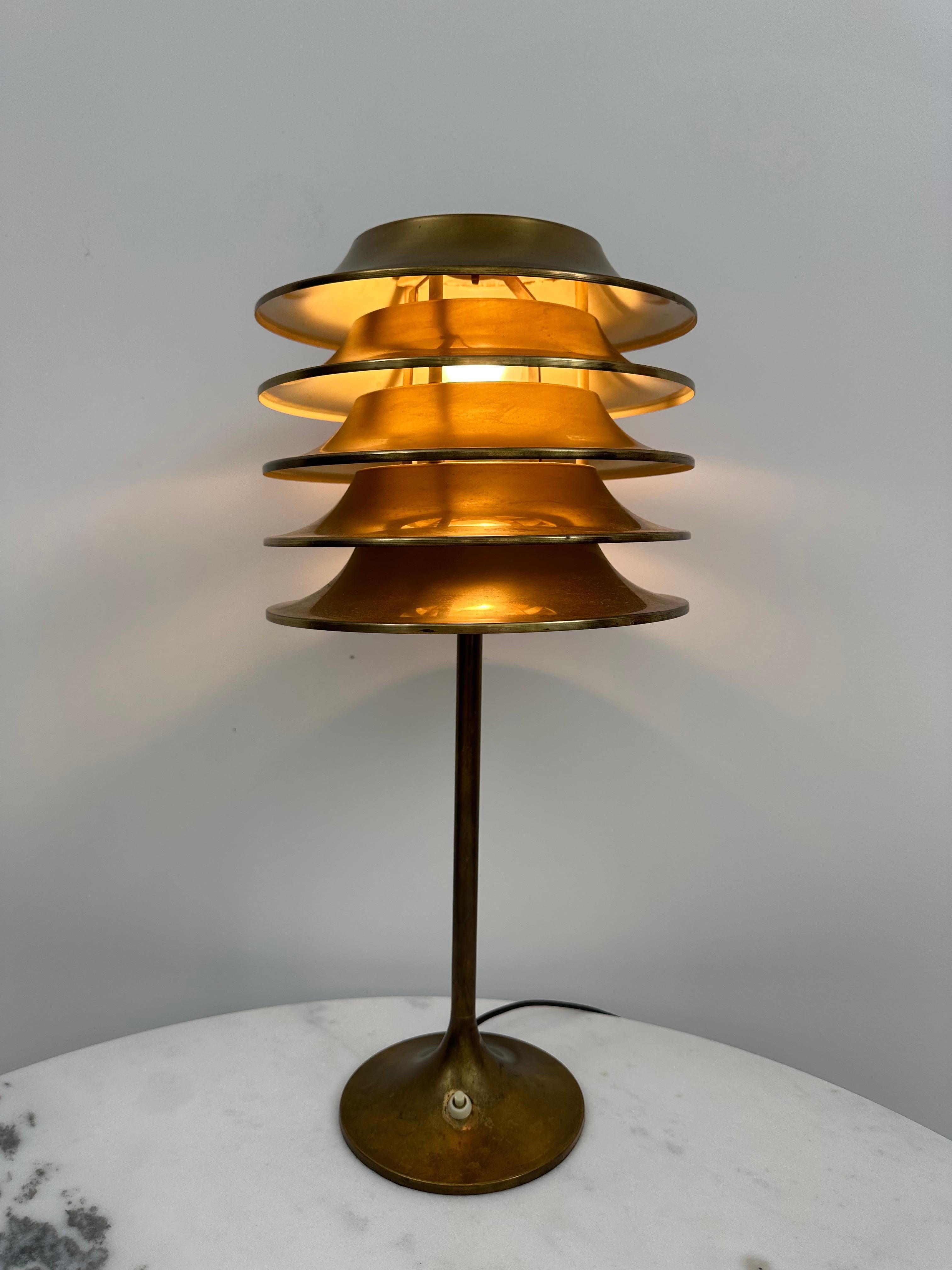 Scandinavian Modern Kai Ruokonen Modern Brass Table Lamp For Sale