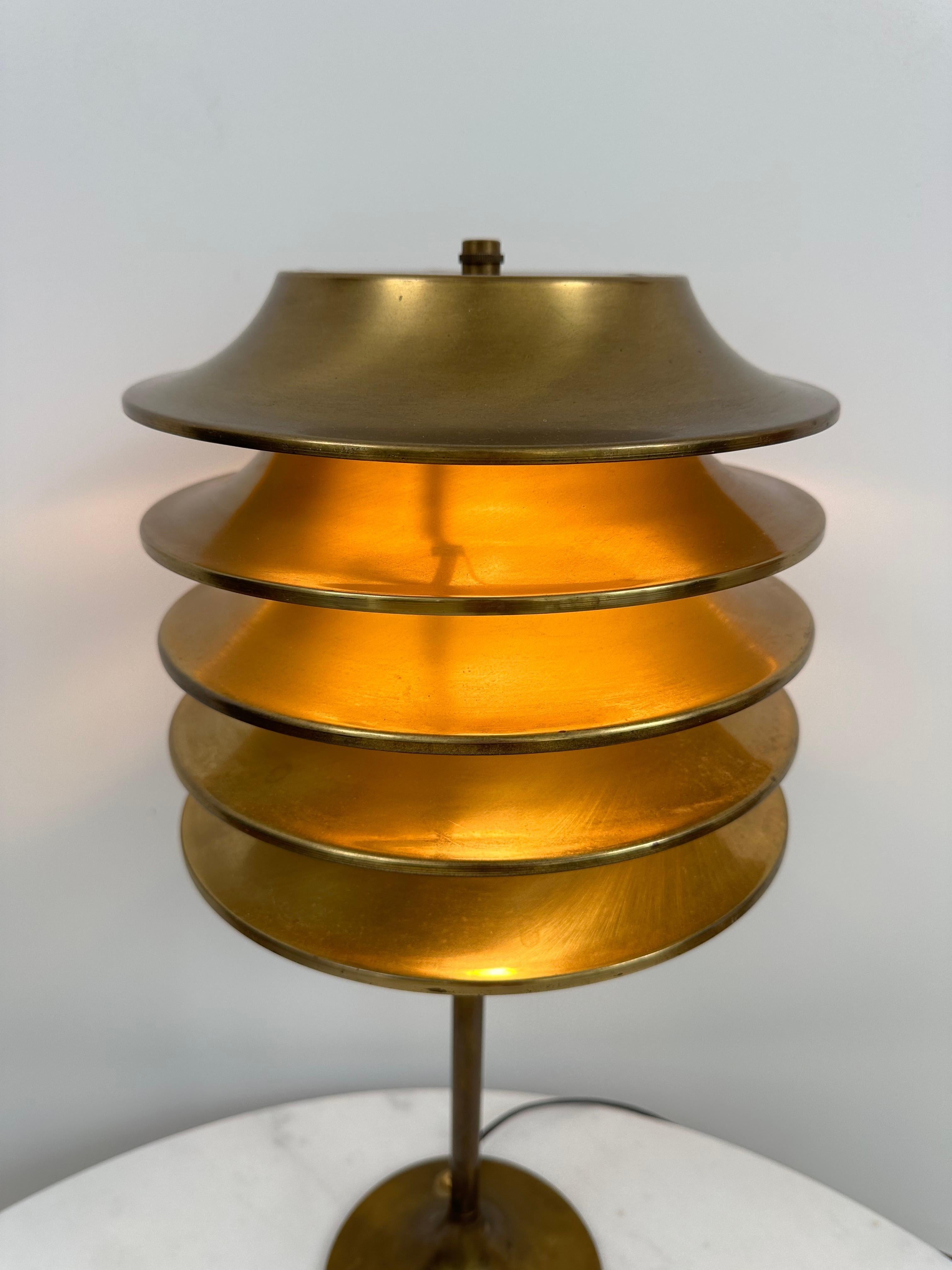 Finnish Kai Ruokonen Modern Brass Table Lamp For Sale