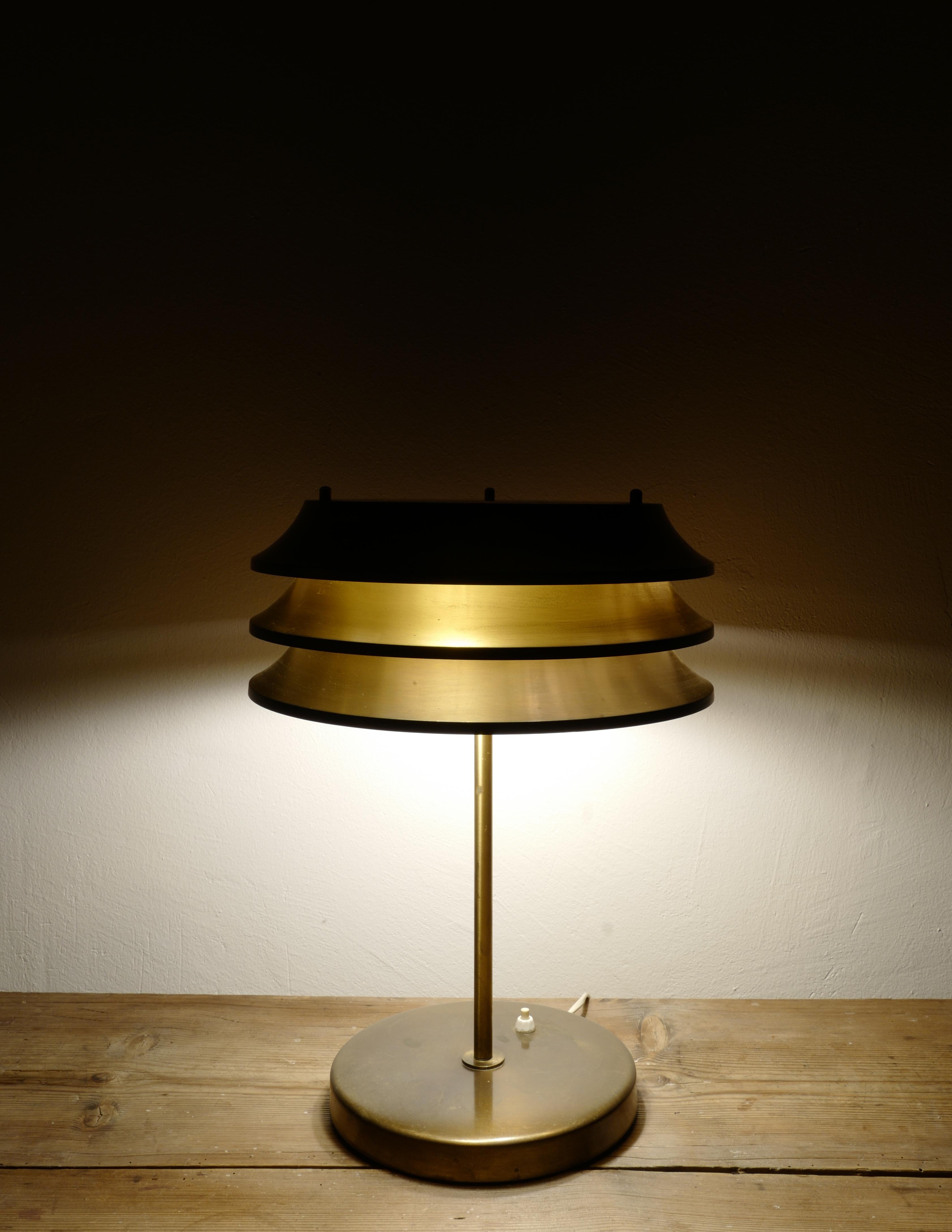 Finnish Kai Ruokonen Table Lamp in Brass Produced by Orno, Finland, 1970s
