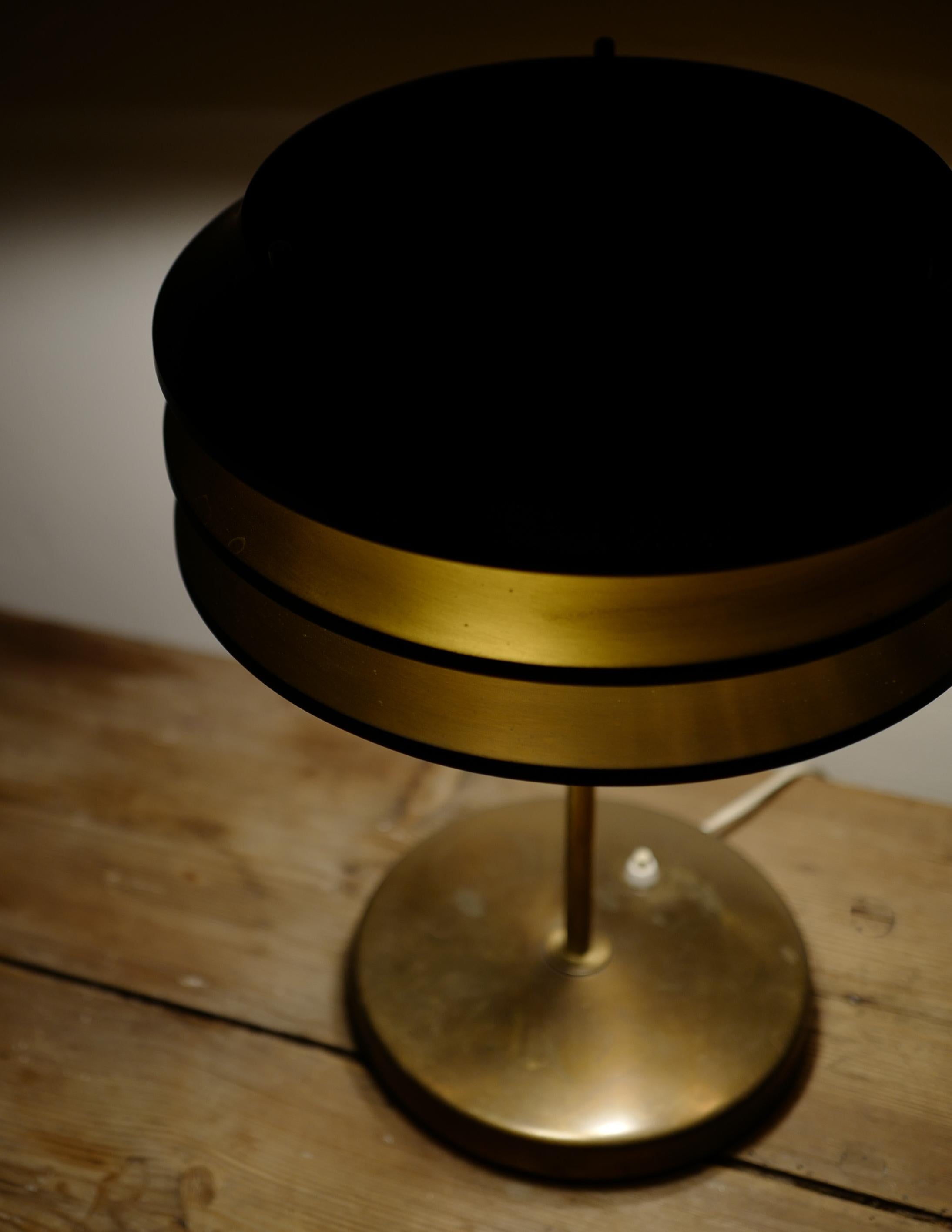 Late 20th Century Kai Ruokonen Table Lamp in Brass Produced by Orno, Finland, 1970s